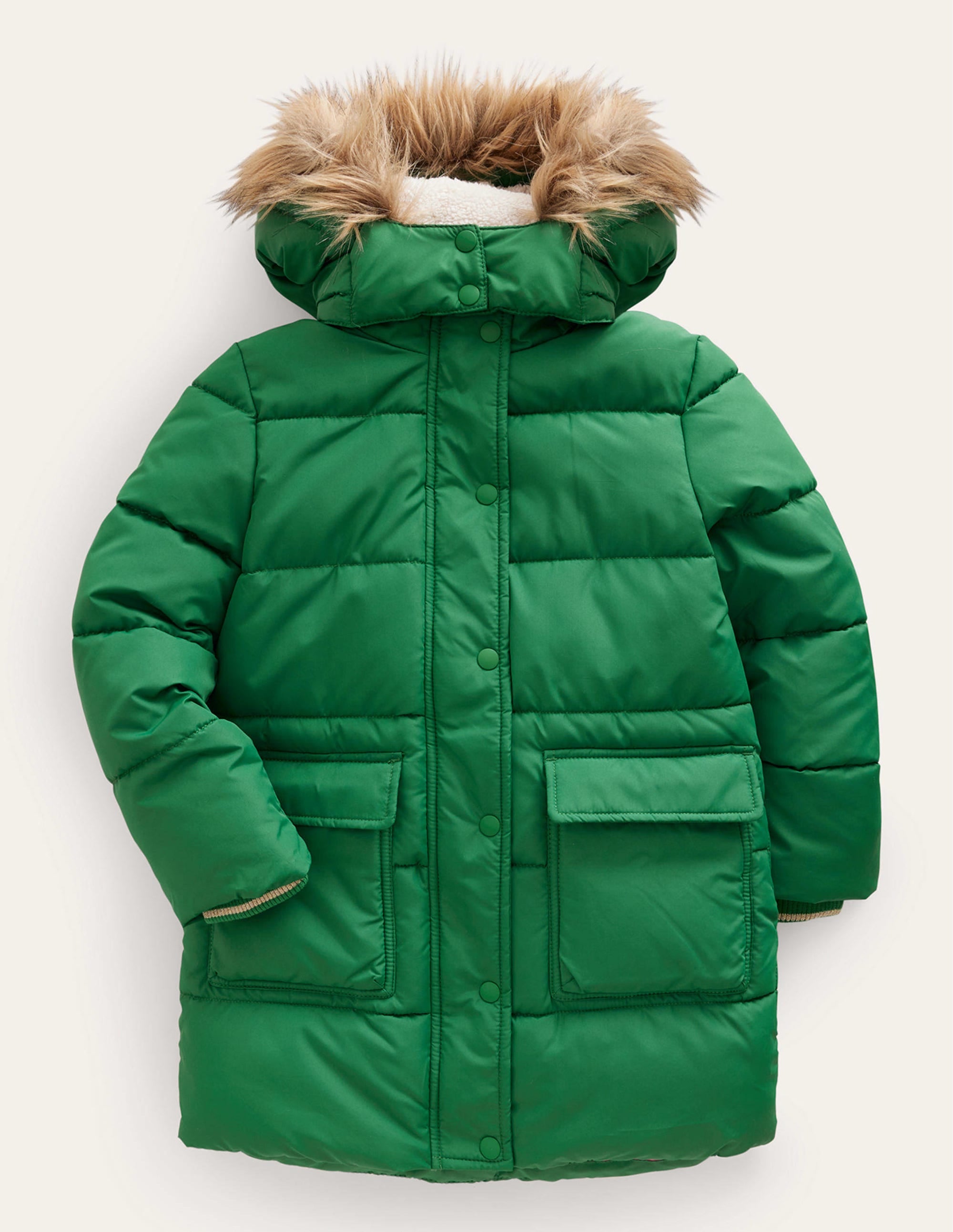 Longline Padded Coat-Deep Green - Image 1