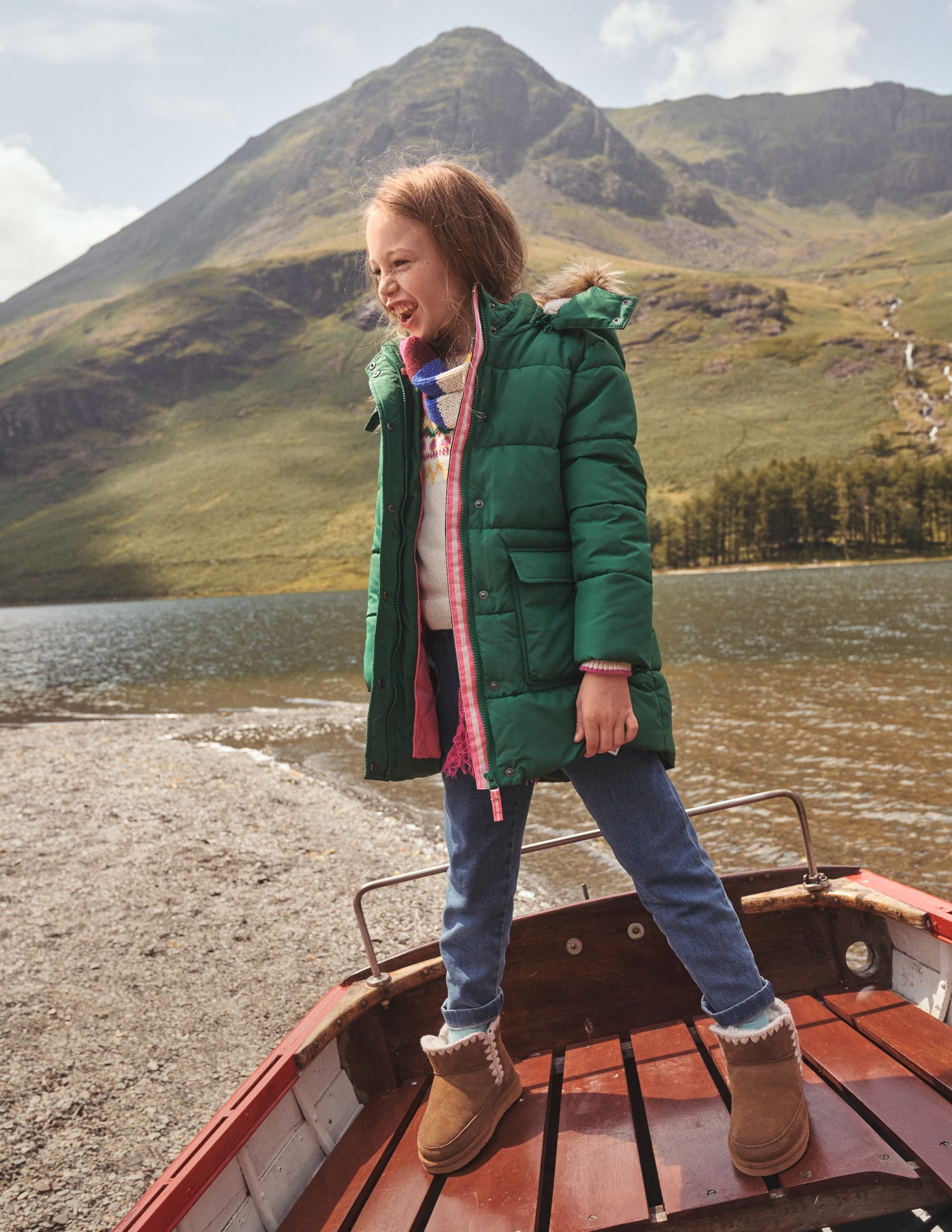 Longline Padded Coat-Deep Green - Image 5