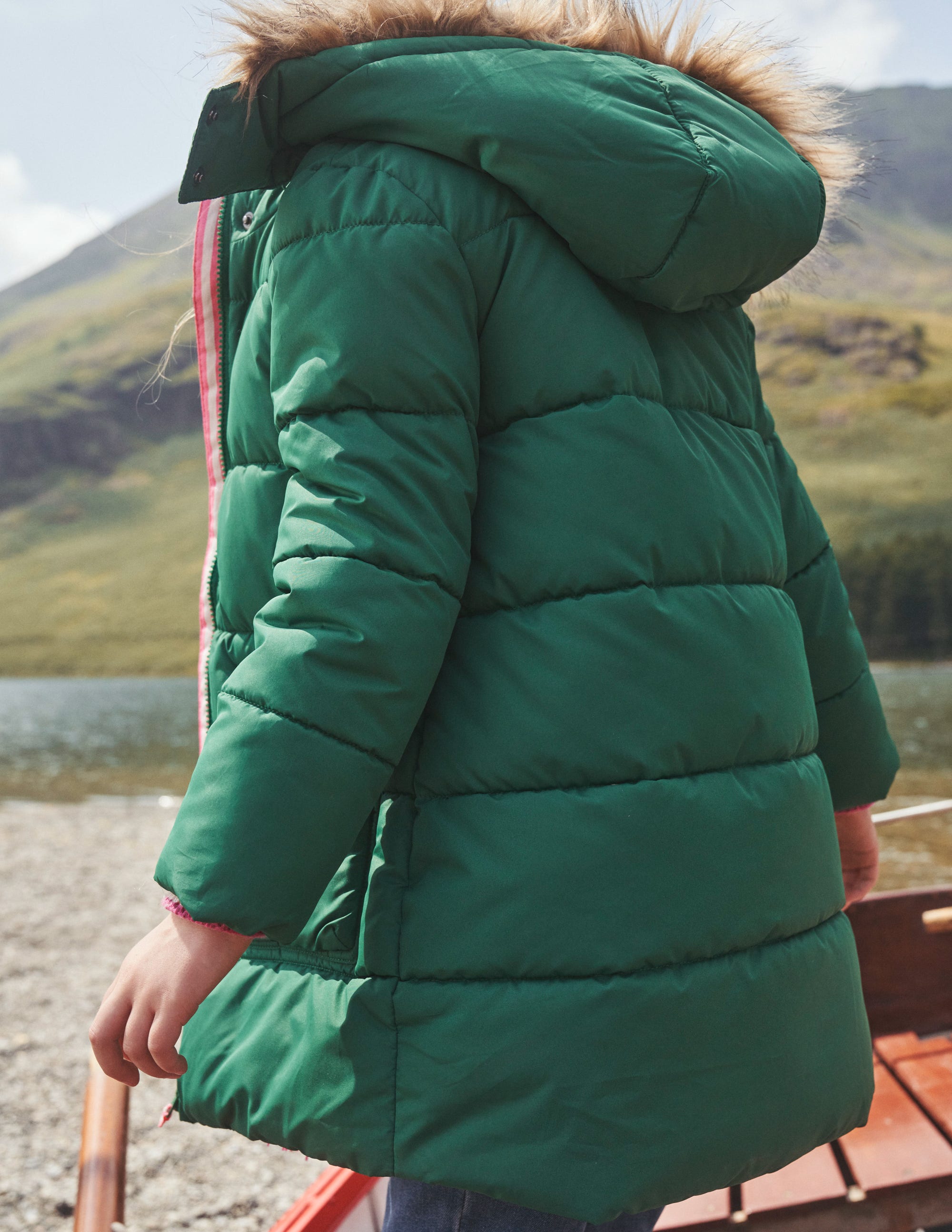 Longline Padded Coat-Deep Green - Image 6