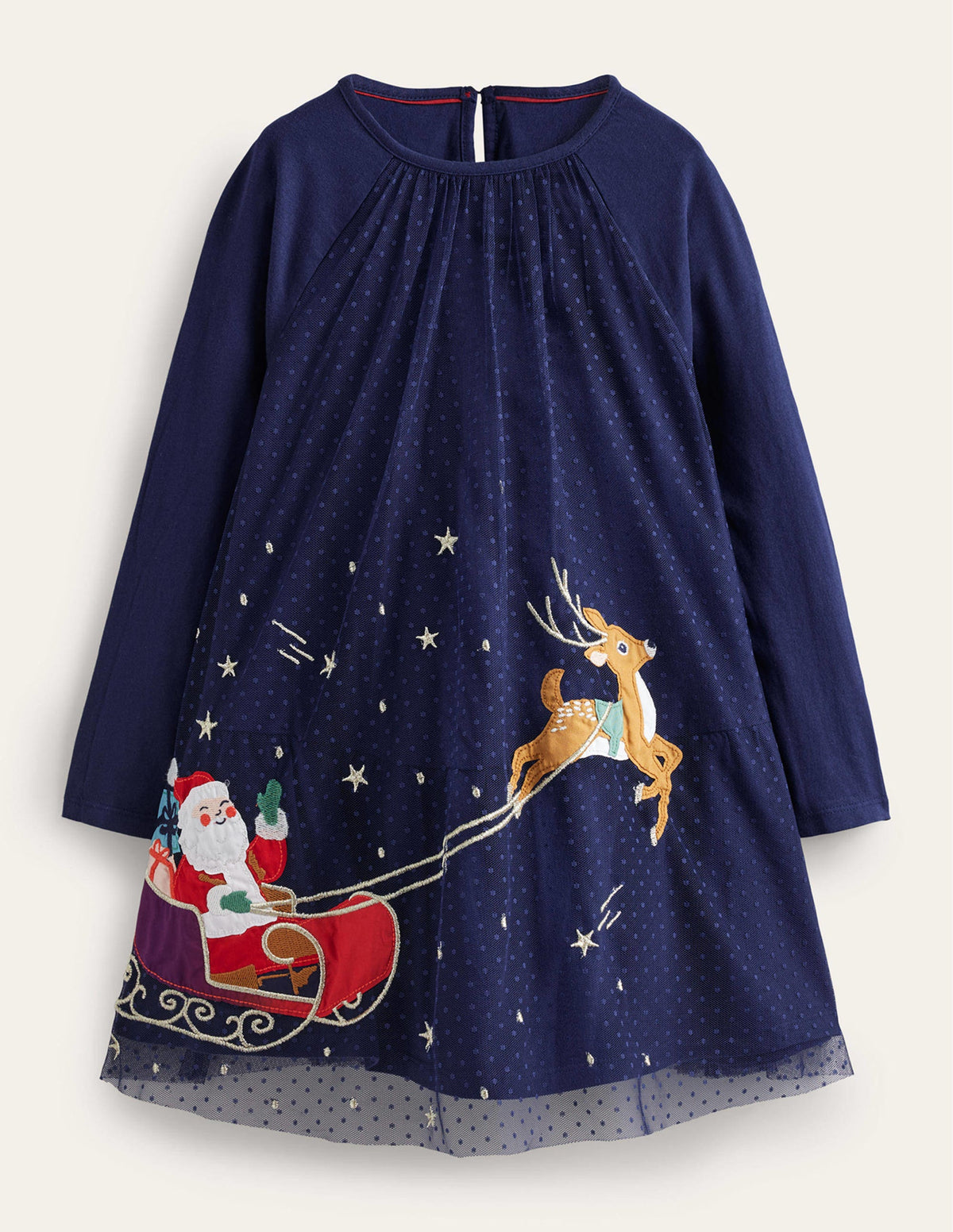 Jersey Tulle Applique Dress-College Navy Sleigh - Image 1