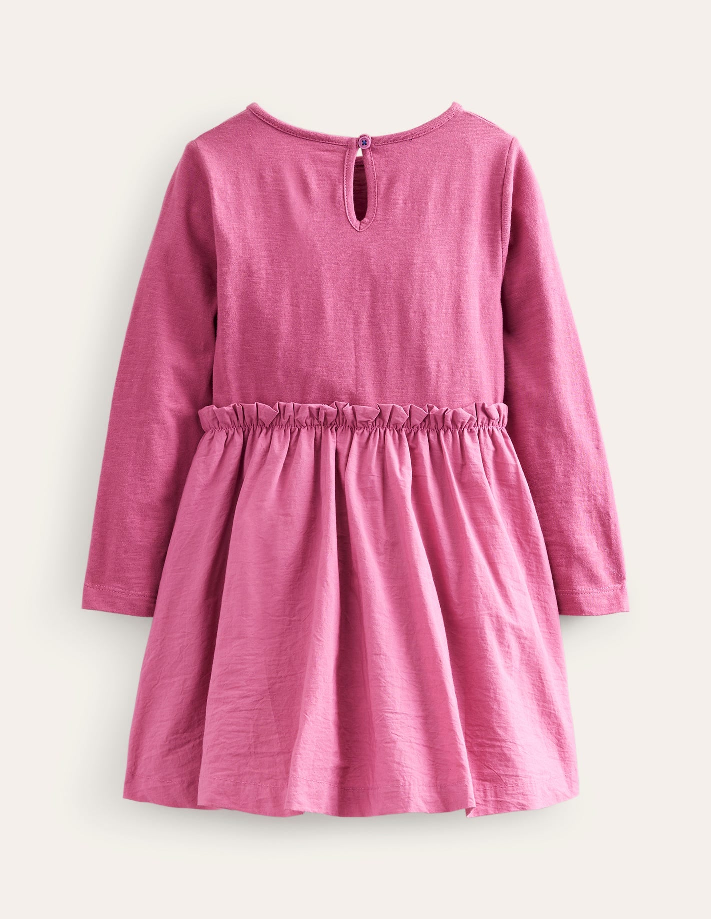 Jersey Woven Applique Dress-Teacup Pink-2