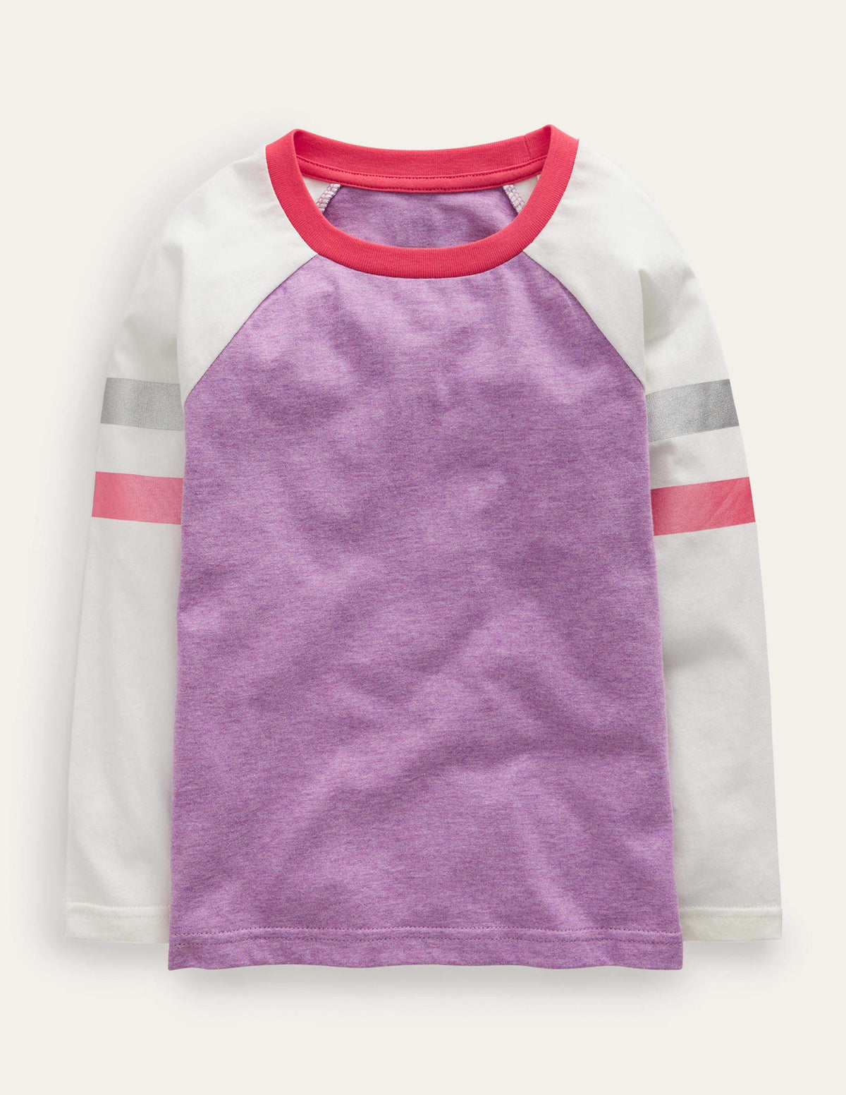 Colourblock Raglan T-shirt-Wisteria Purple/Oatmeal Marl - Image 1