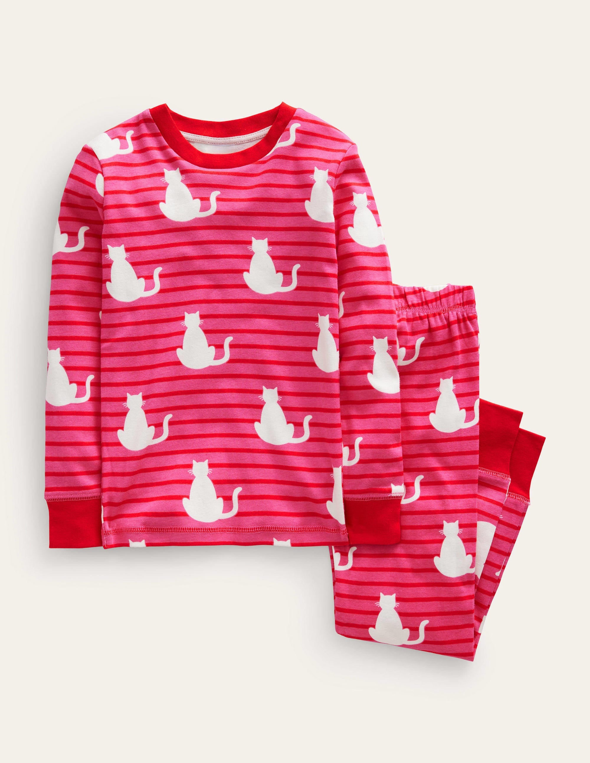 Snug Glow-In-The-Dark Pyjamas-Pink Cats - Image 1