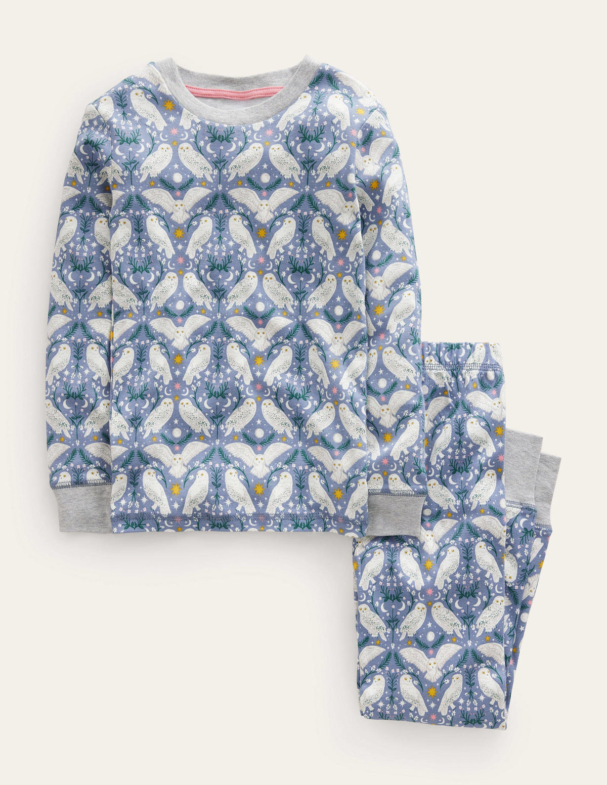 Snug Glow-In-The-Dark Pyjamas-Ash Blue Owls - Image 1