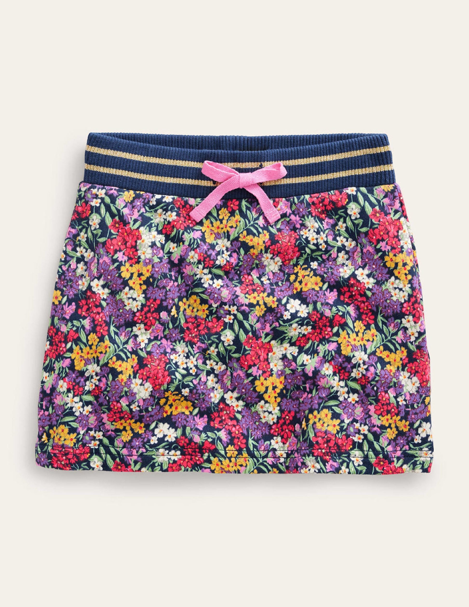 Printed Sweatshirt Skirt-Multi Flower-1
