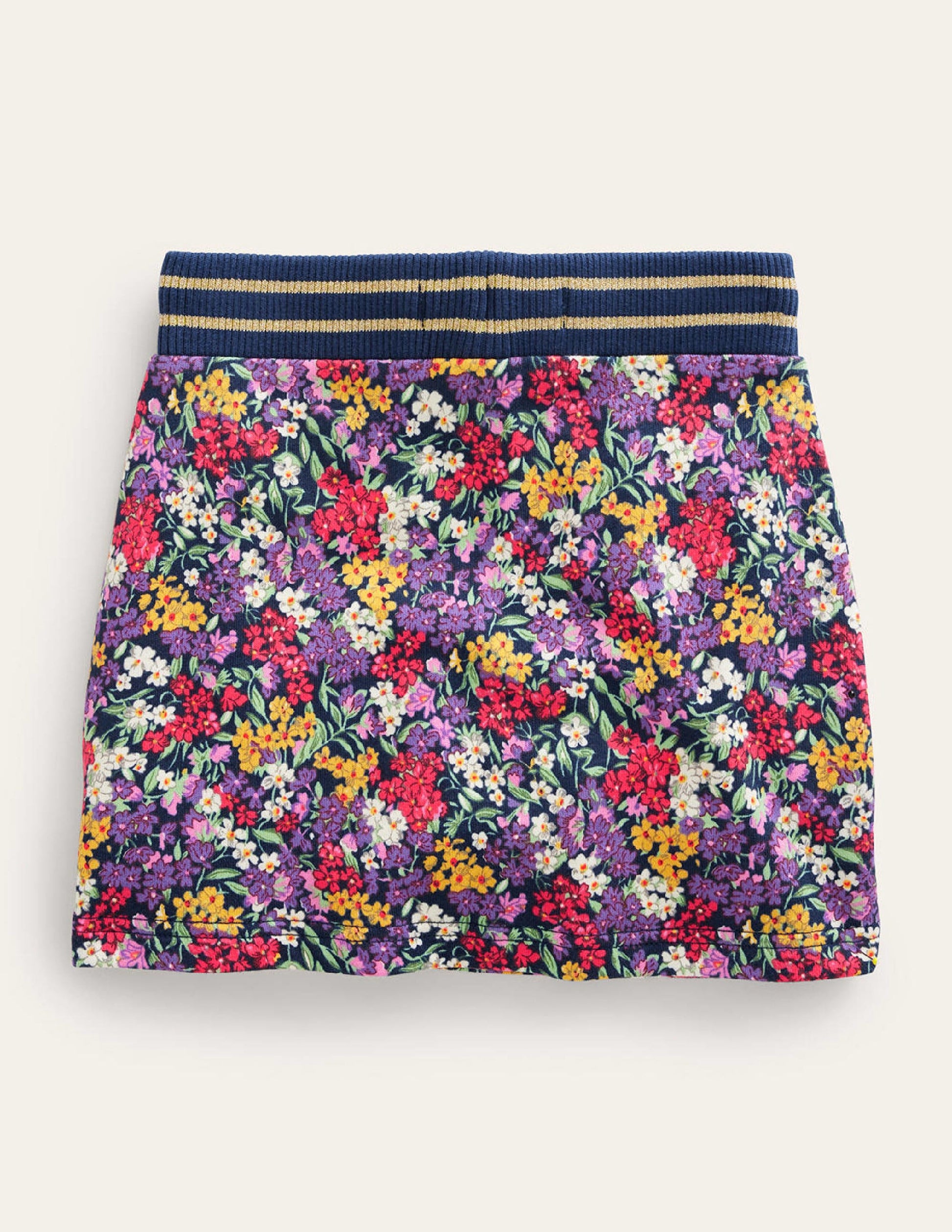 Printed Sweatshirt Skirt-Multi Flower-2