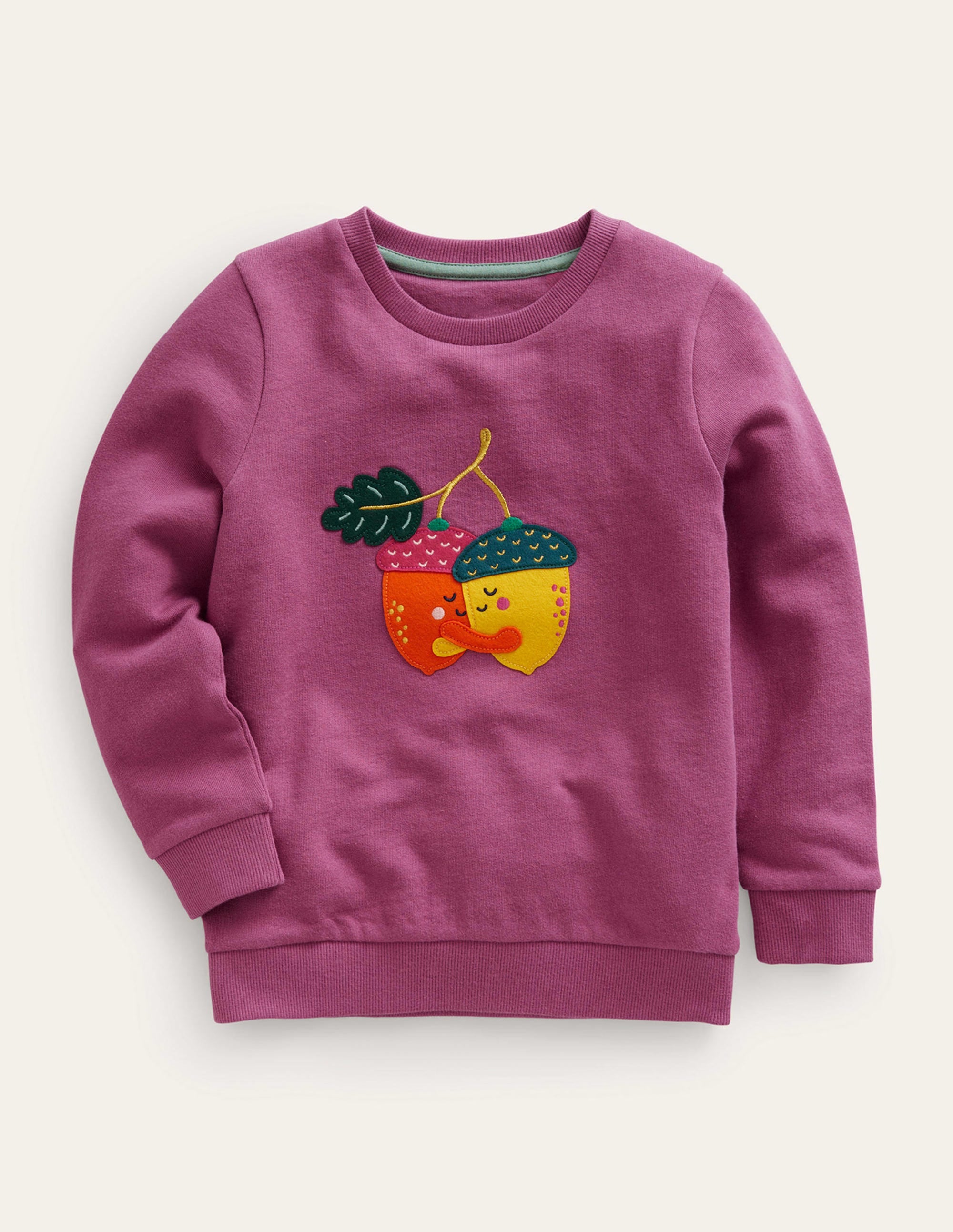 Applique Sweatshirt-Teacup Pink Acorn - Image 1