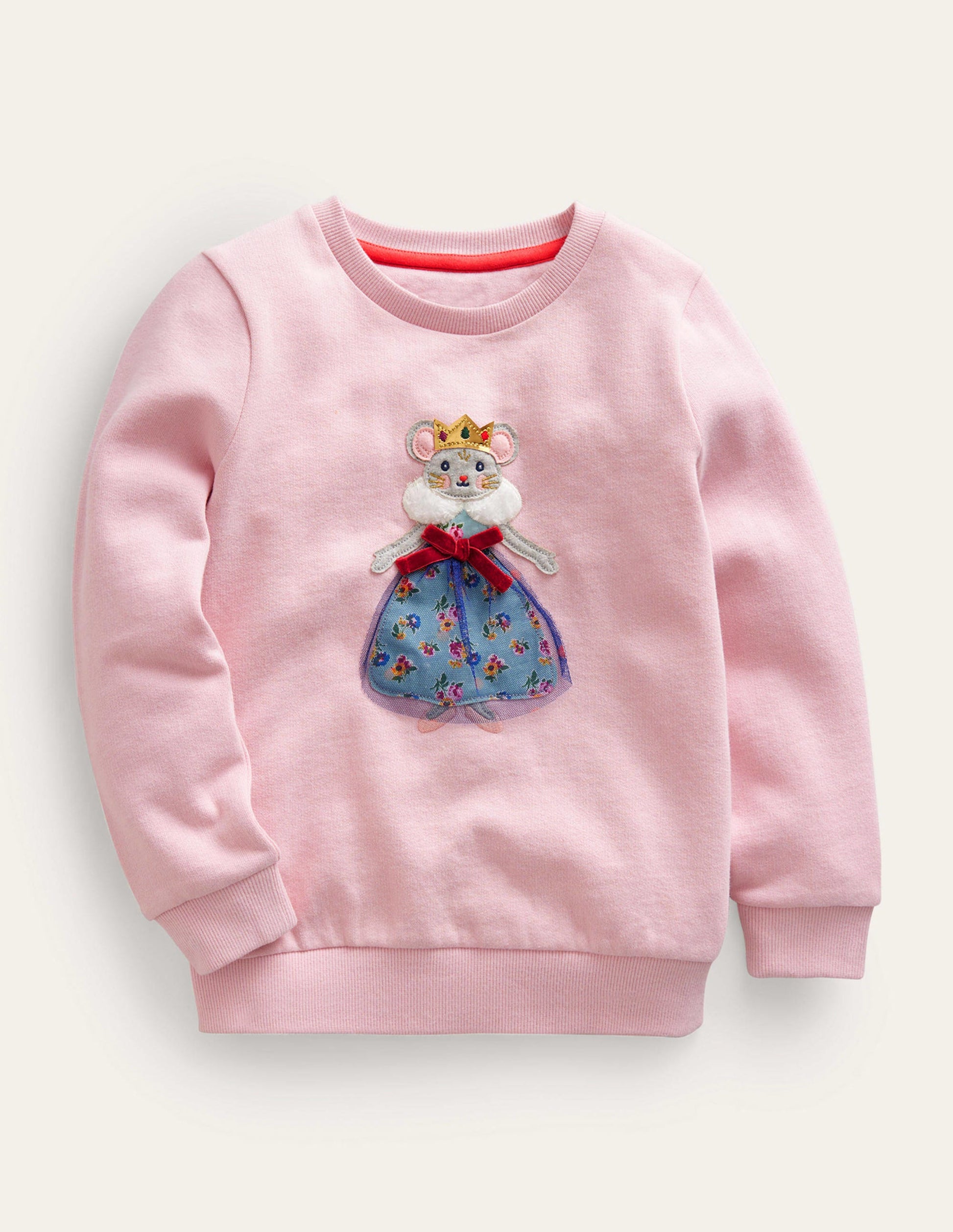 Cosy Applique Sweatshirt-French Pink Mouse-1