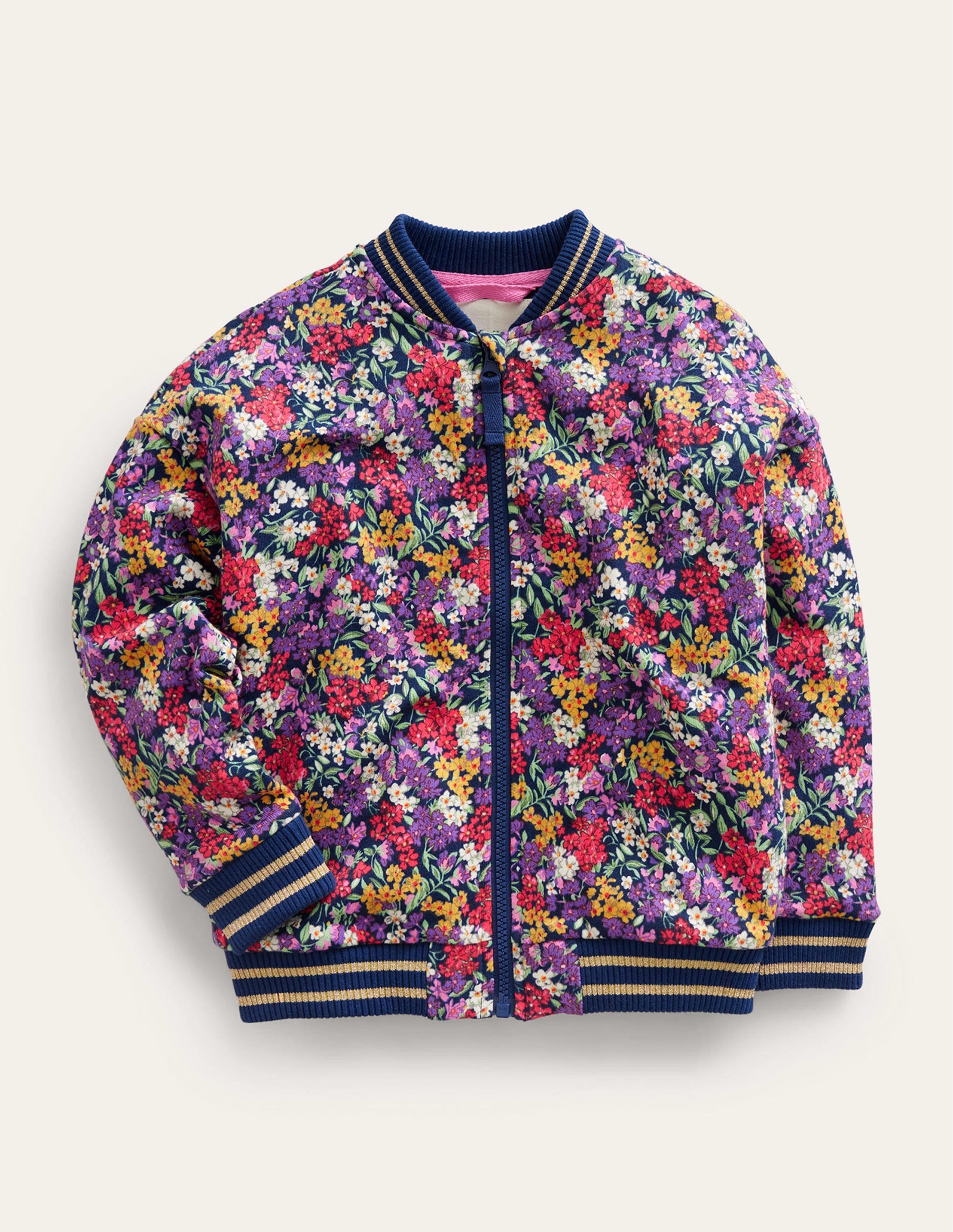 Jersey Printed Bomber-Multi Bloom - Image 1