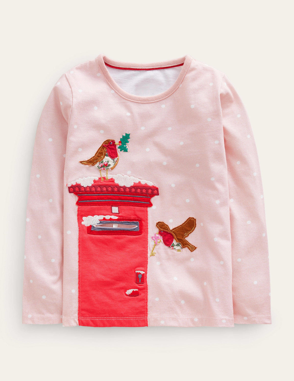 Postbox Appliqué Cotton Top-Boto Pink Spot - Image 1