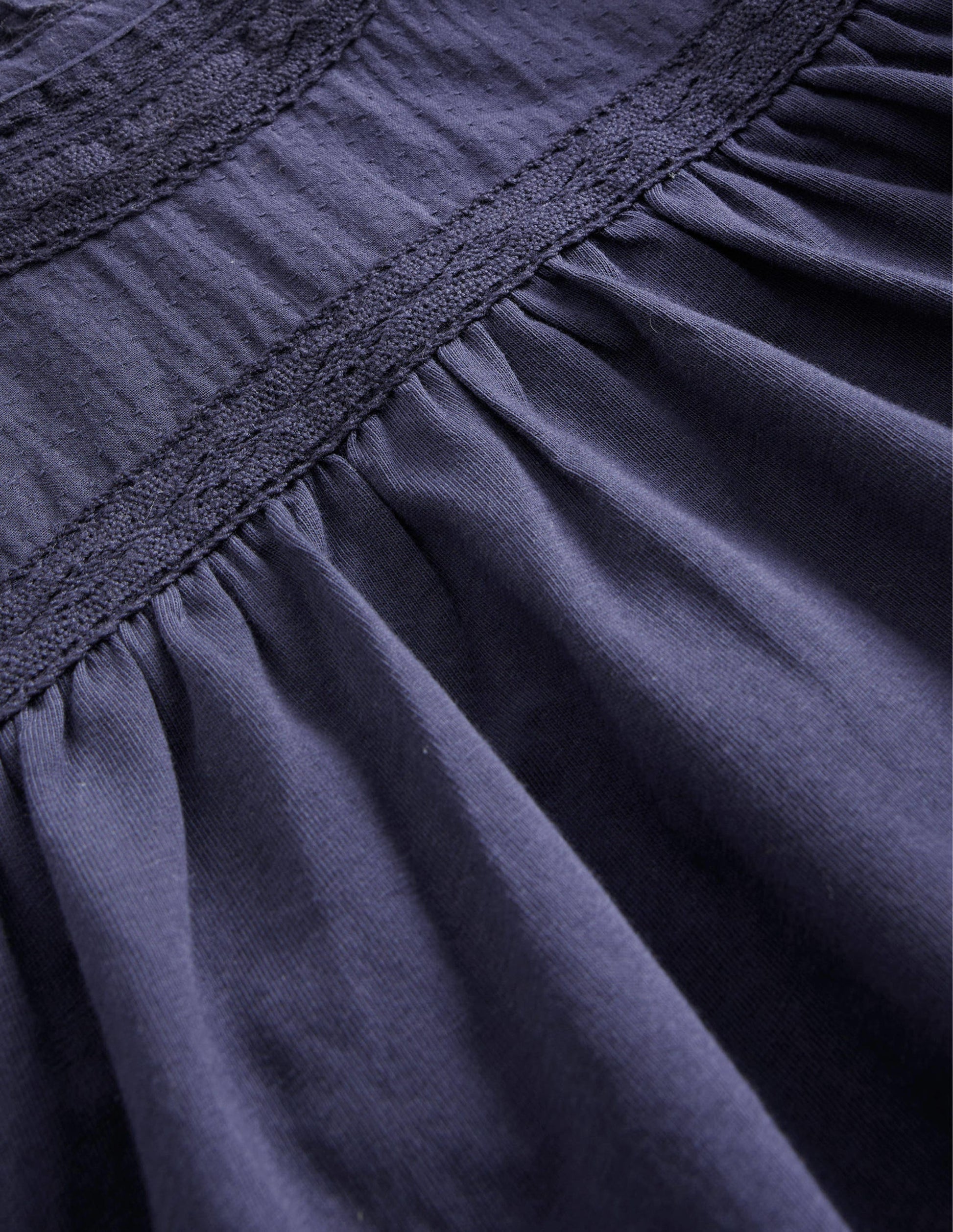 Lace Detail Jersey Top-Navy-3