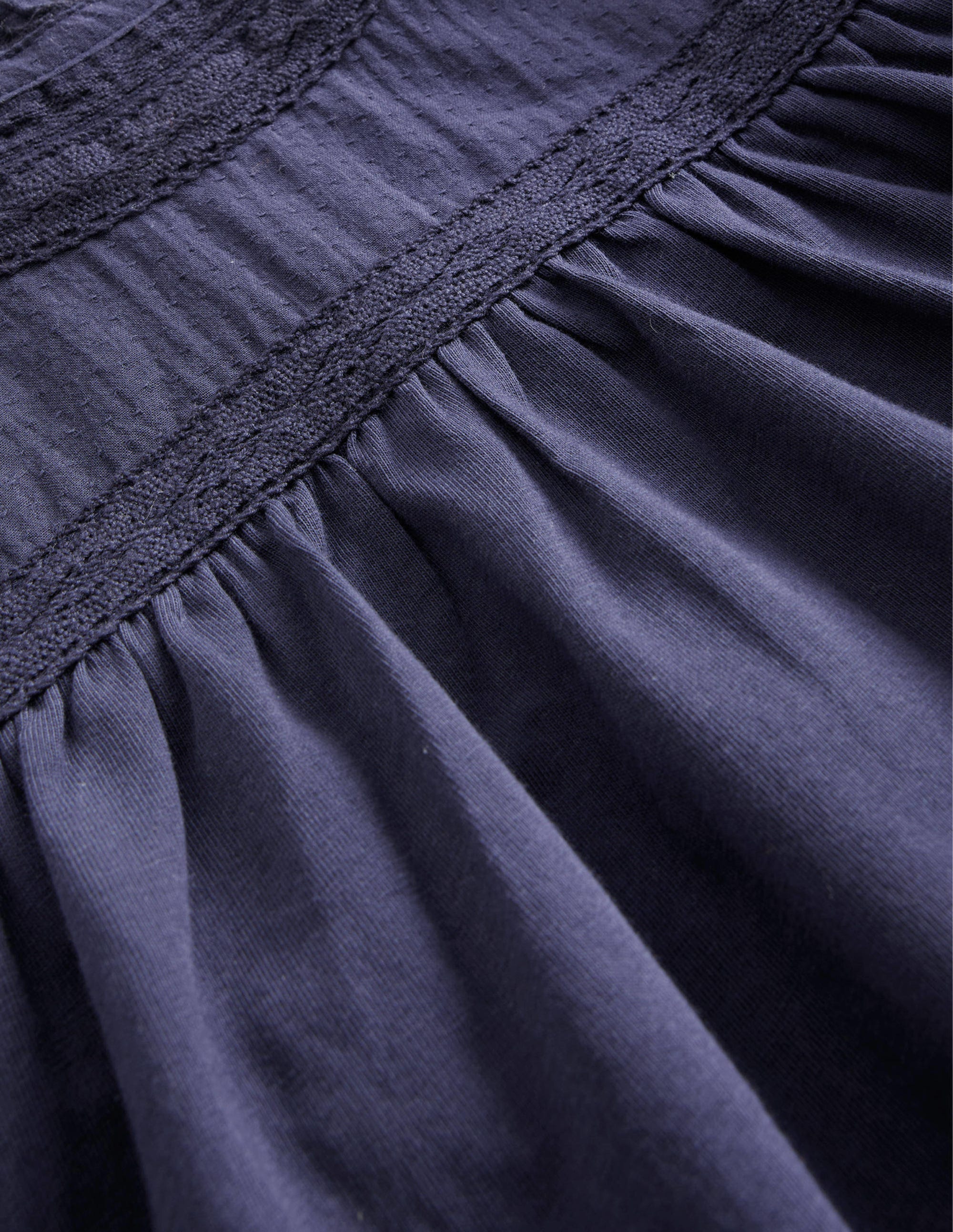 Lace Detail Jersey Top-Navy - Image 3