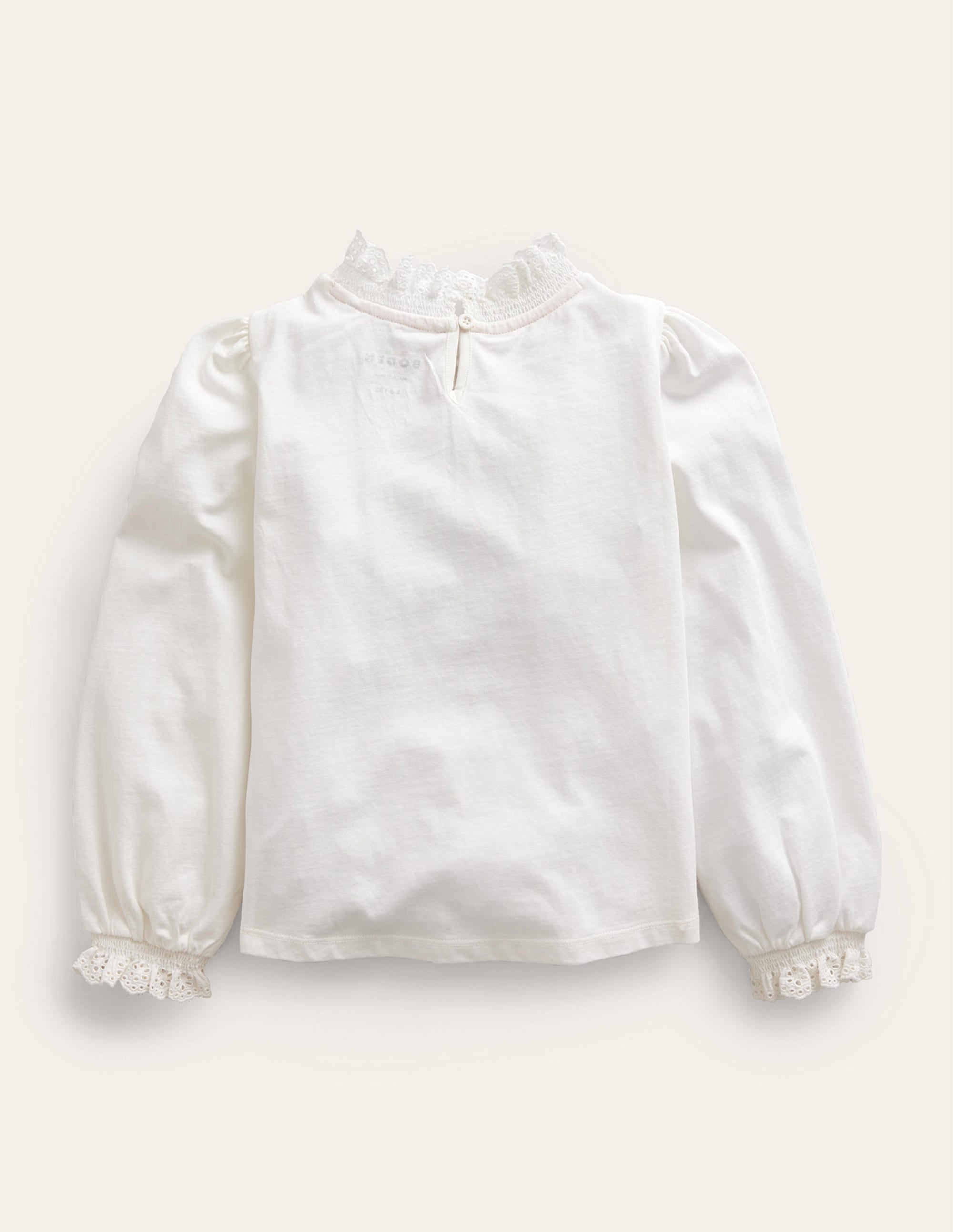 Lace Neck Jersey Blouse-Ivory - Image 2