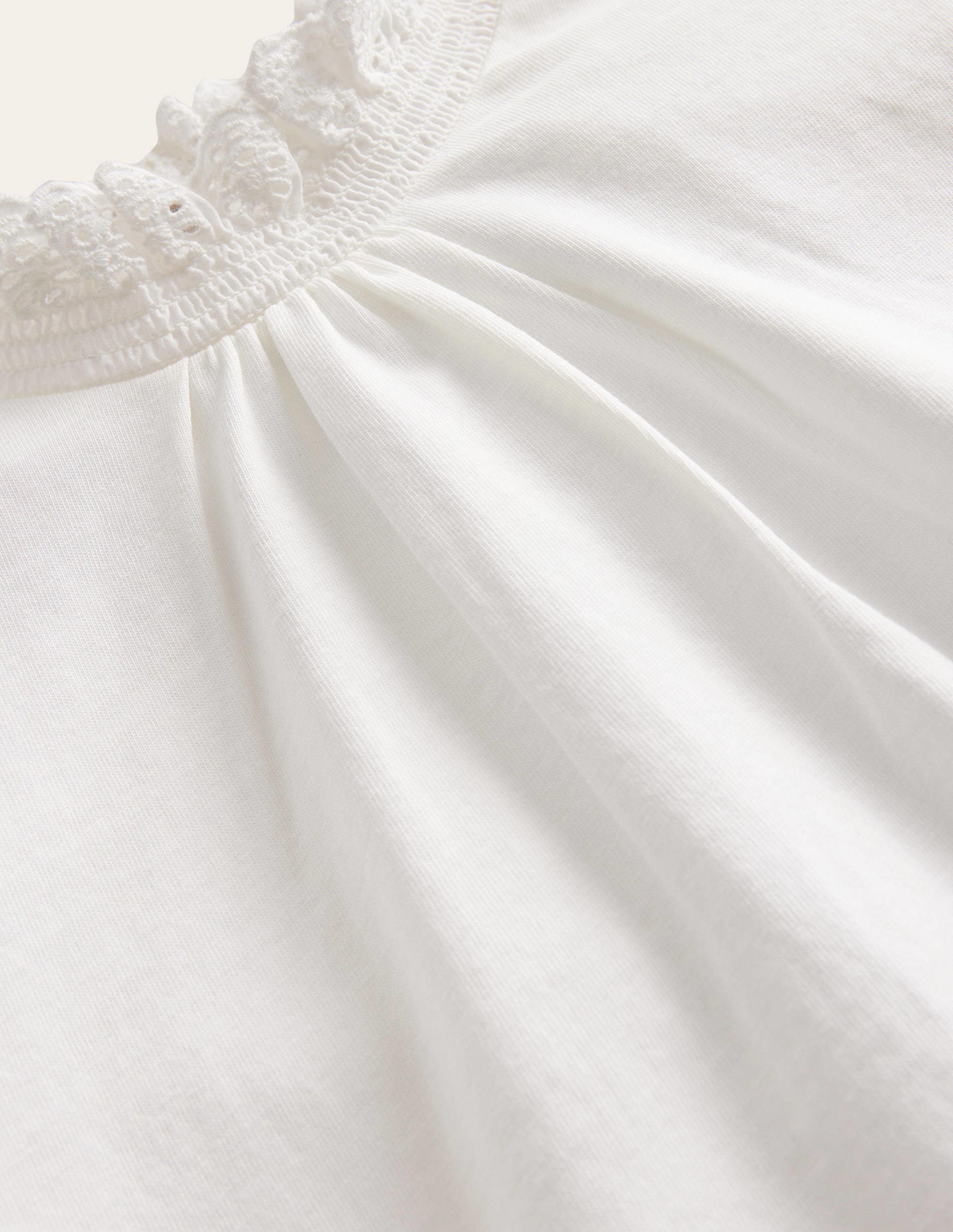 Lace Neck Jersey Blouse-Ivory - Image 3