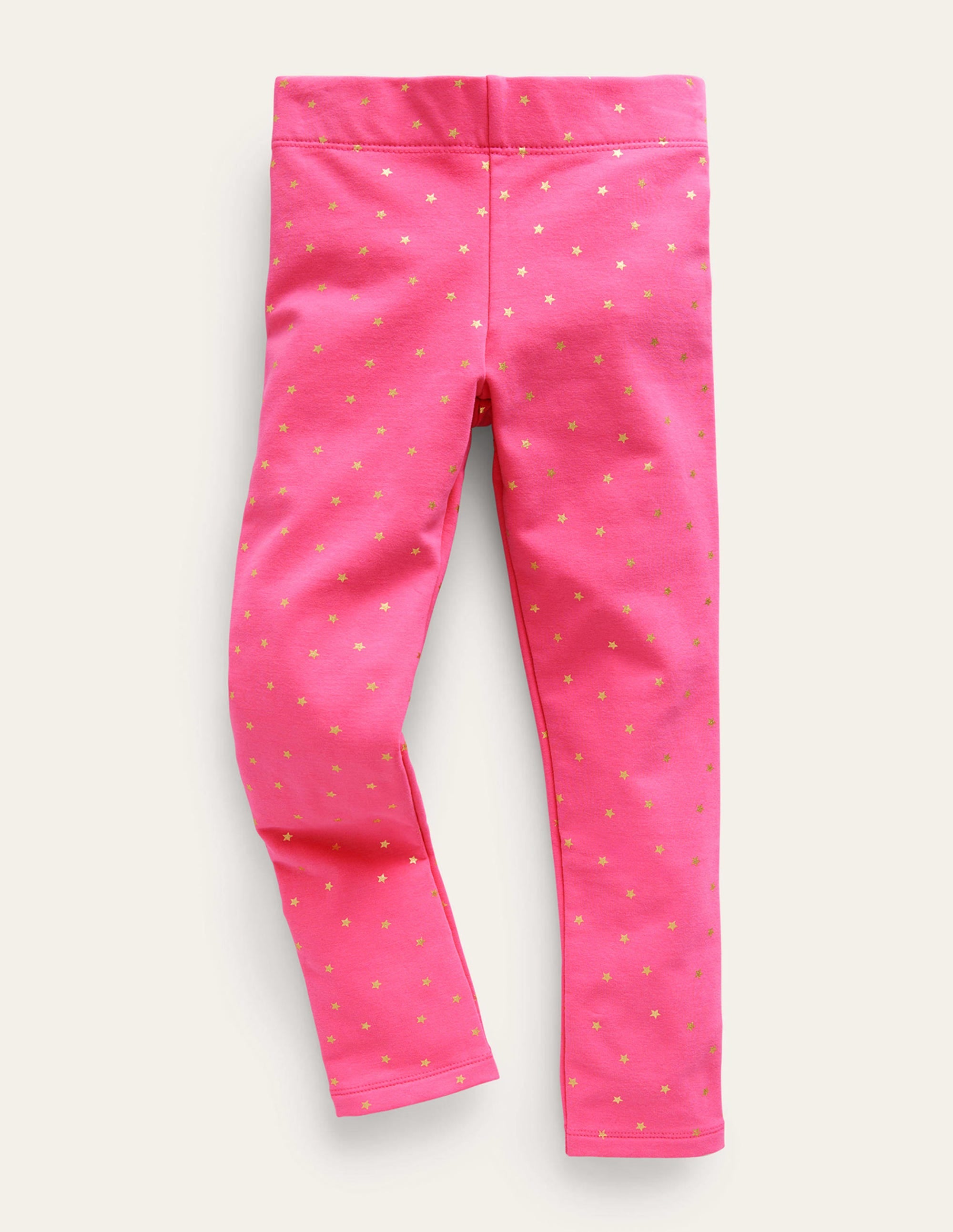 Fun Cosy Leggings-Mid Pink Foil Stars - Image 1