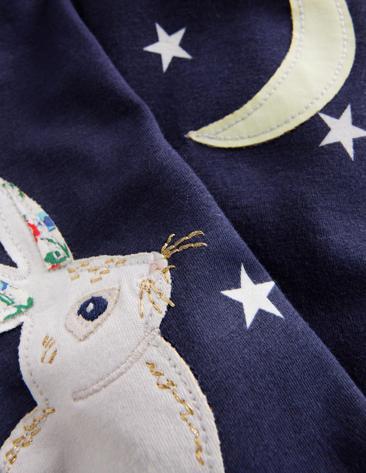 Appliqué Leggings-French Navy Stars Bunny - Image 3