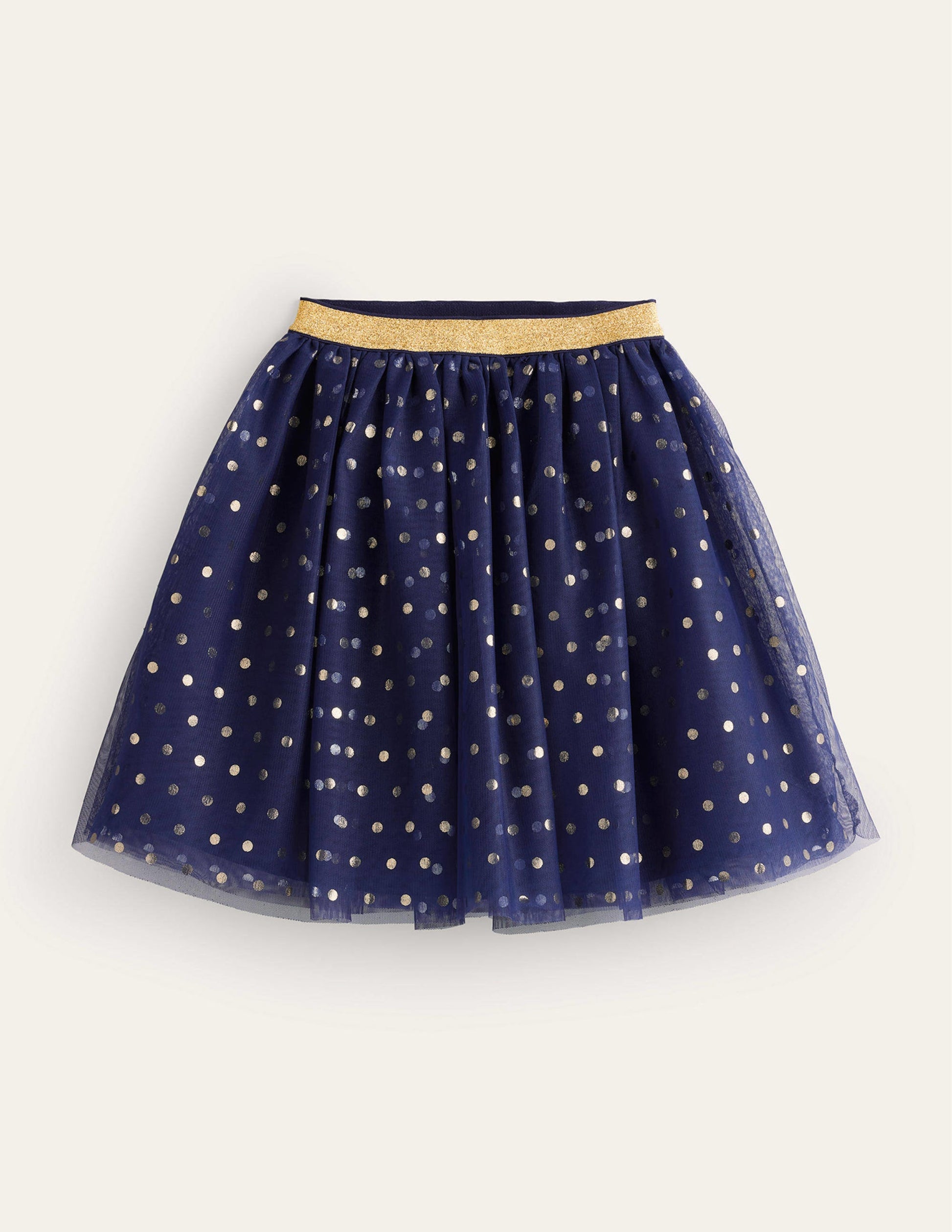 Tulle Metallic Midi Skirt-College Navy-1
