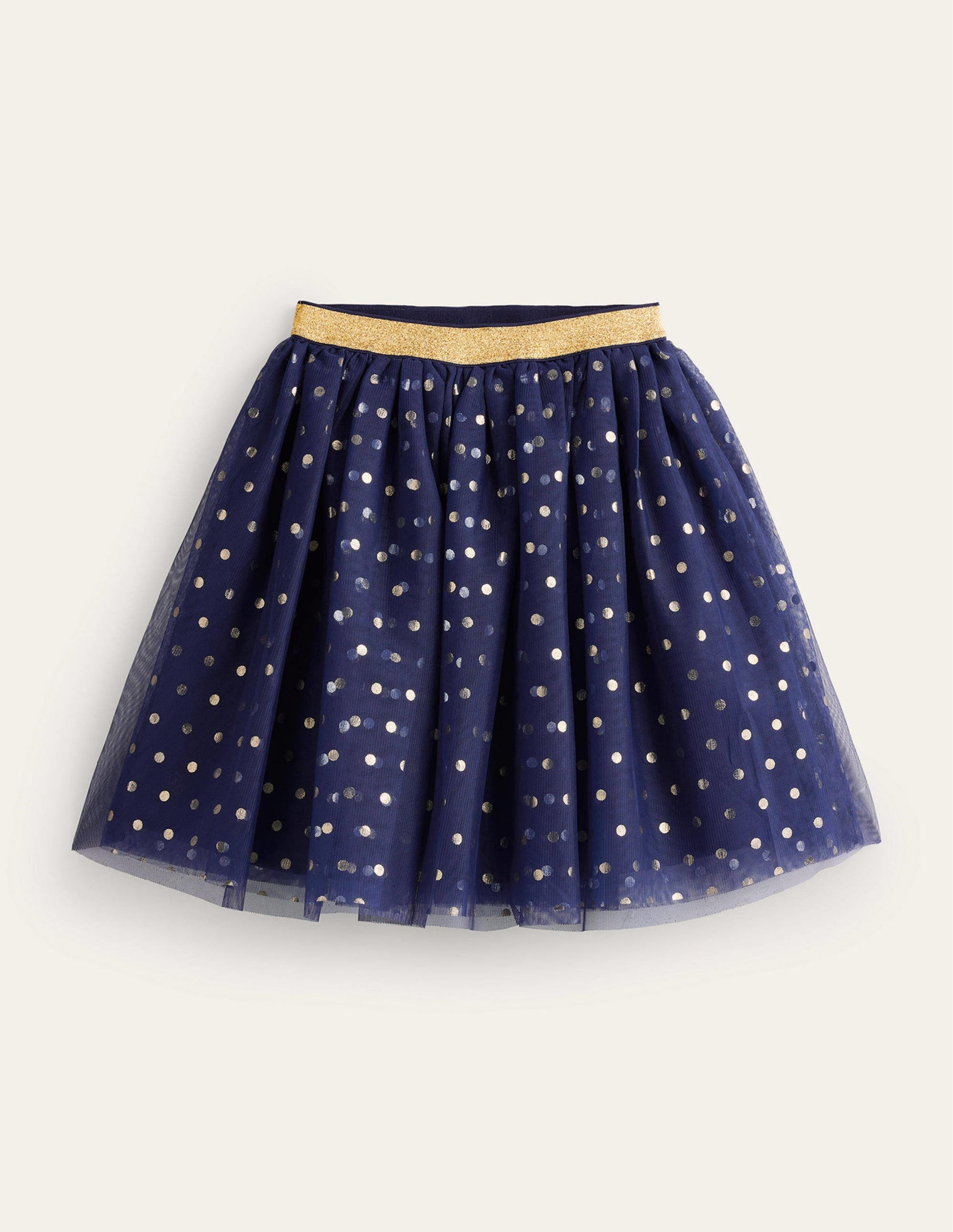 Tulle Metallic Midi Skirt-College Navy-2