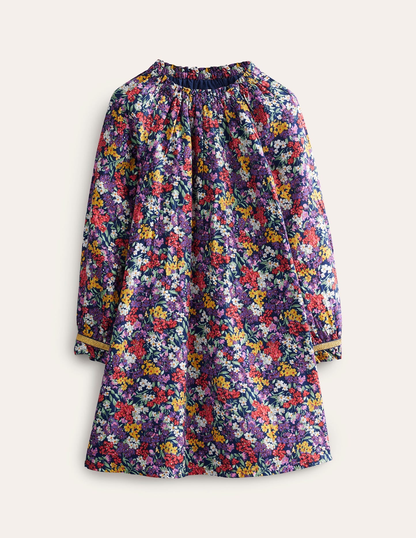 Gathered Neck Woven Dress-Multi Bloom - Image 1