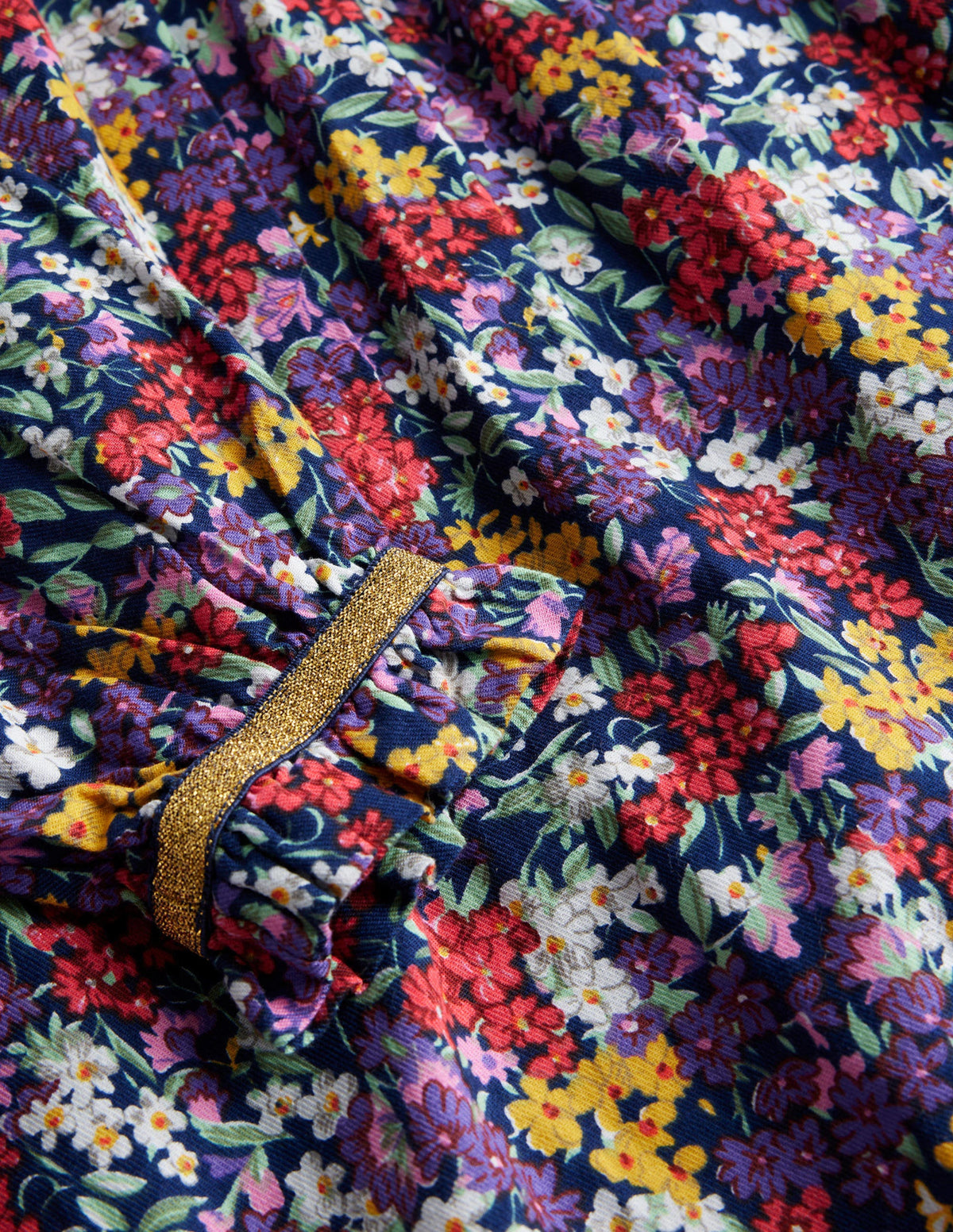Gathered Neck Woven Dress-Multi Bloom - Image 3