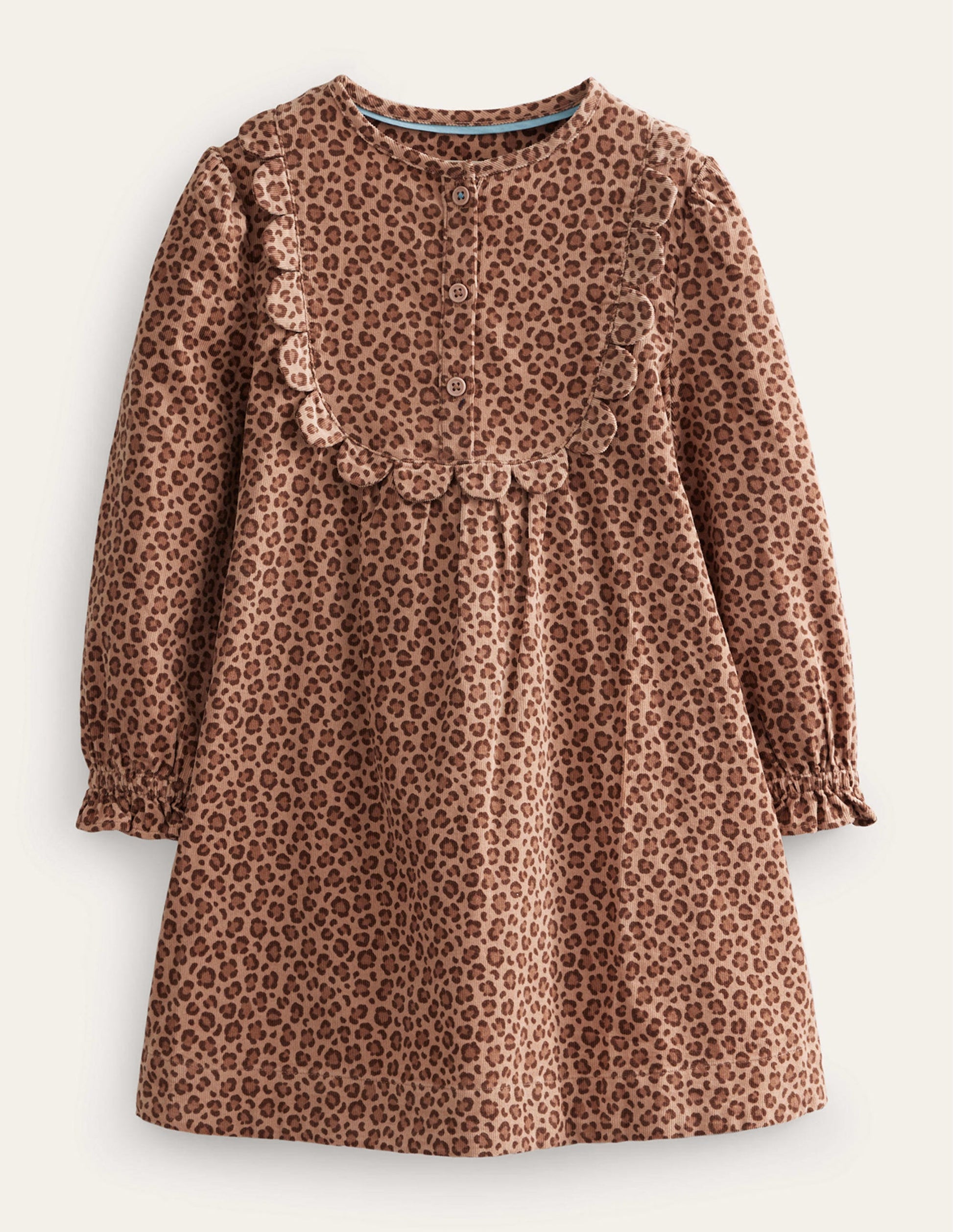 Scallop Cord Dress-Leopard Print-1