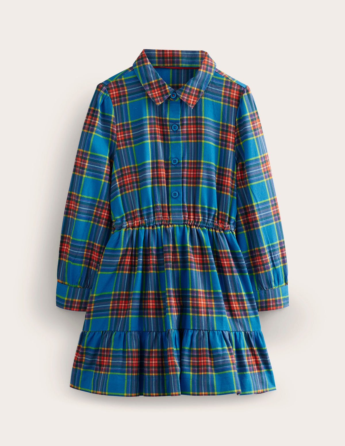Check Cotton Shirt Dress-Blue / Red Check-1