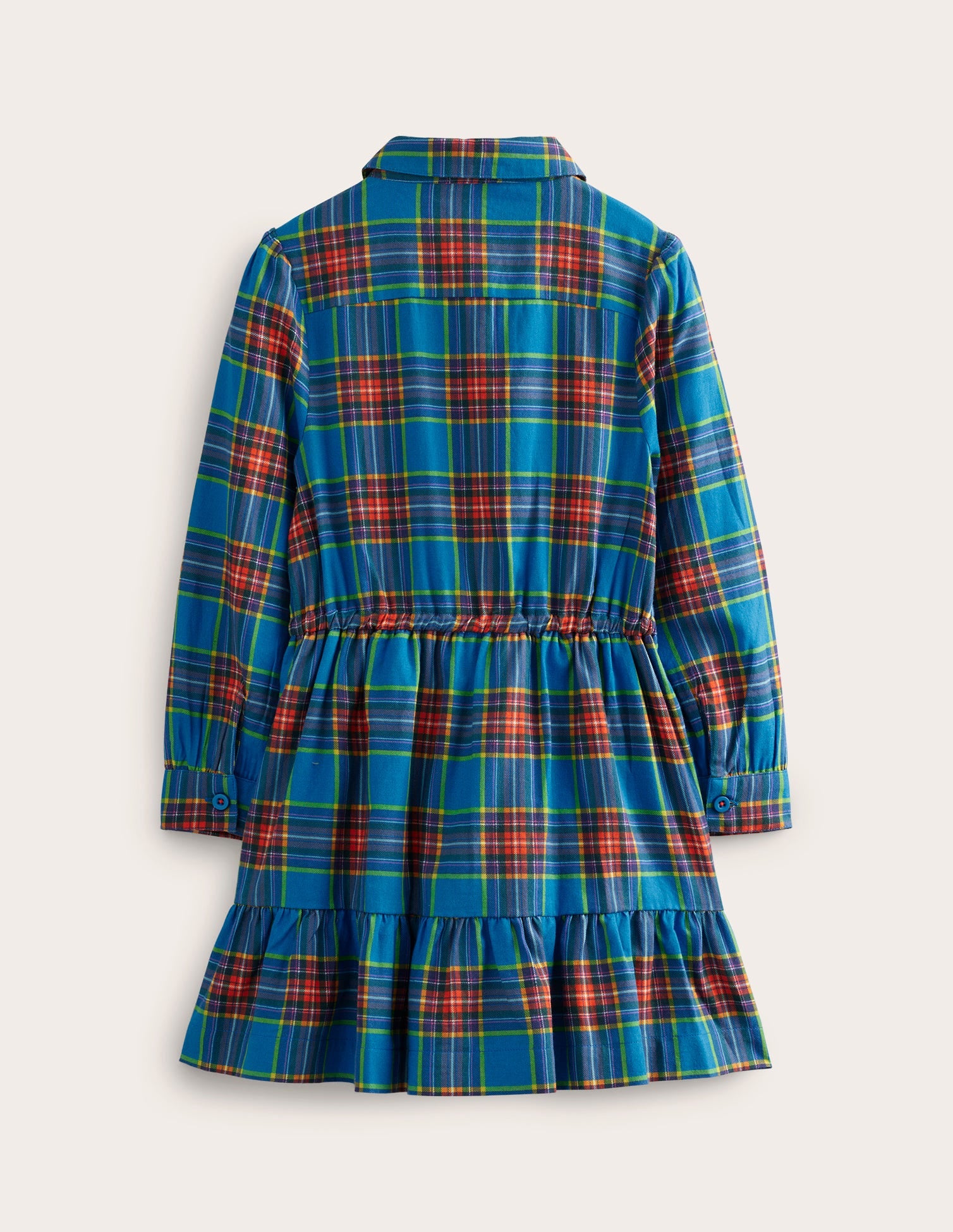 Check Cotton Shirt Dress-Blue / Red Check - Image 2