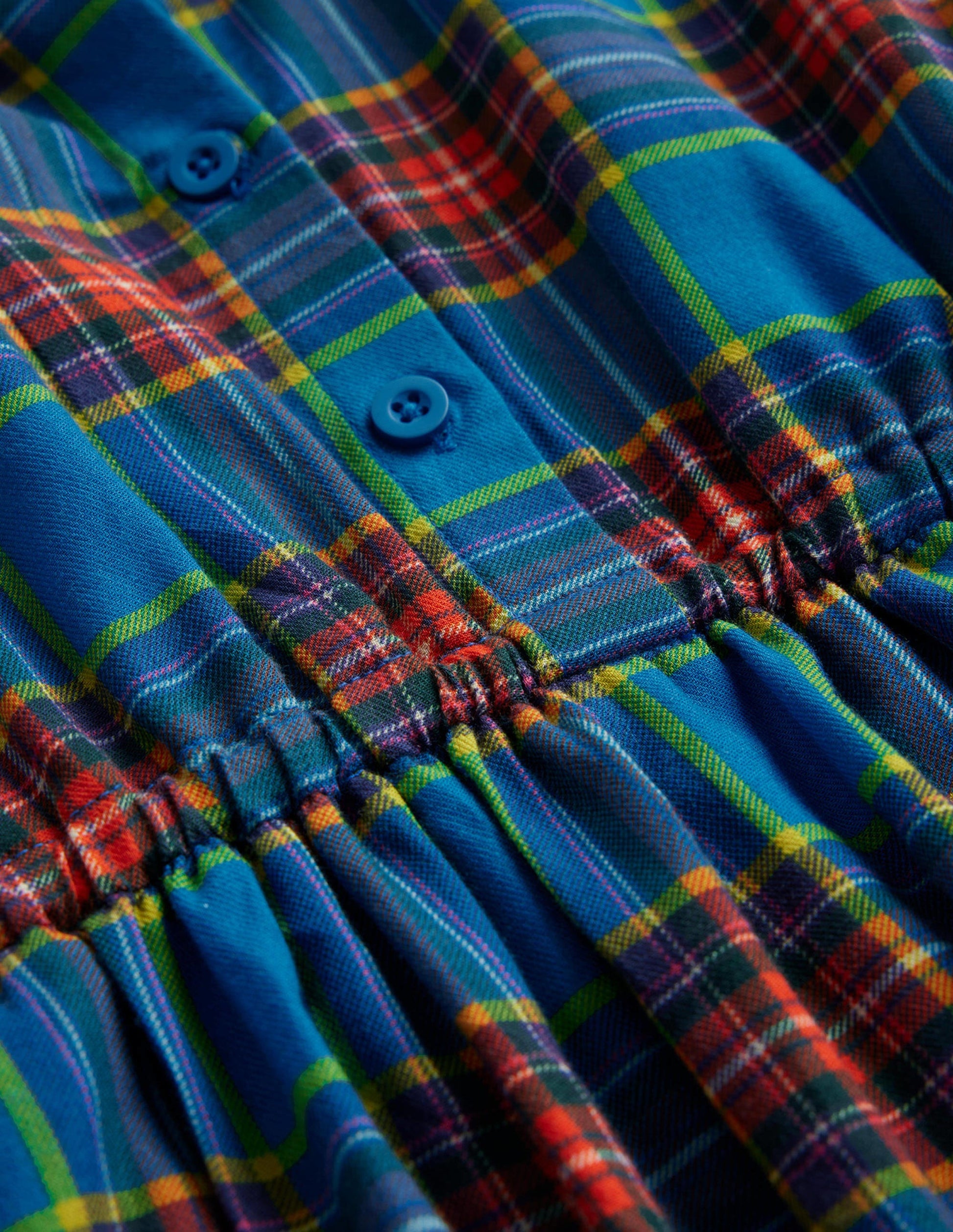 Check Cotton Shirt Dress-Blue / Red Check-3