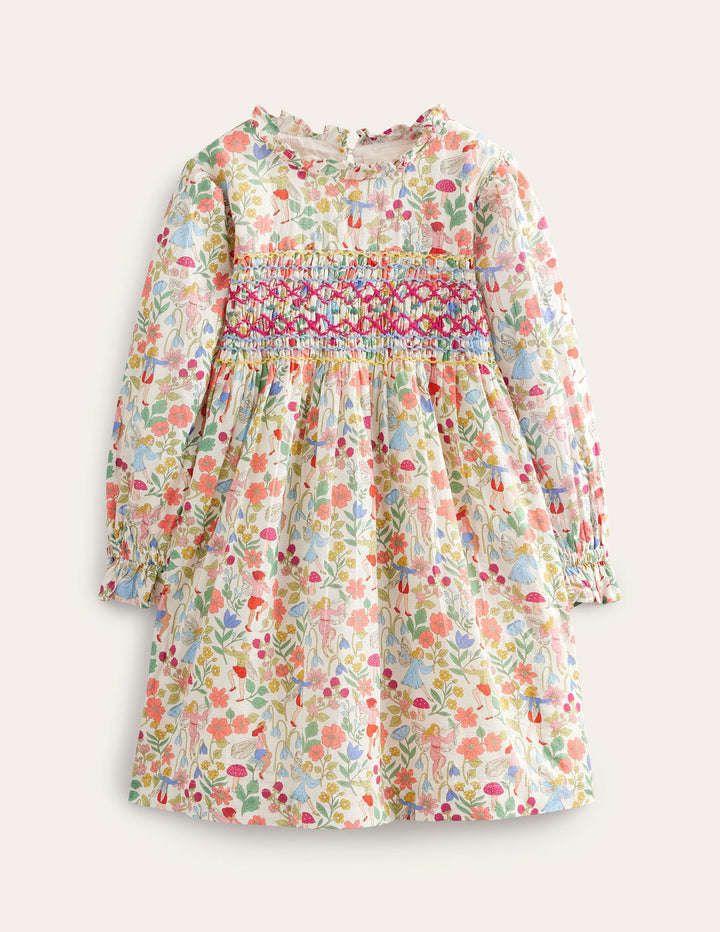 Printed Smocked Dress-Vanilla Fairies