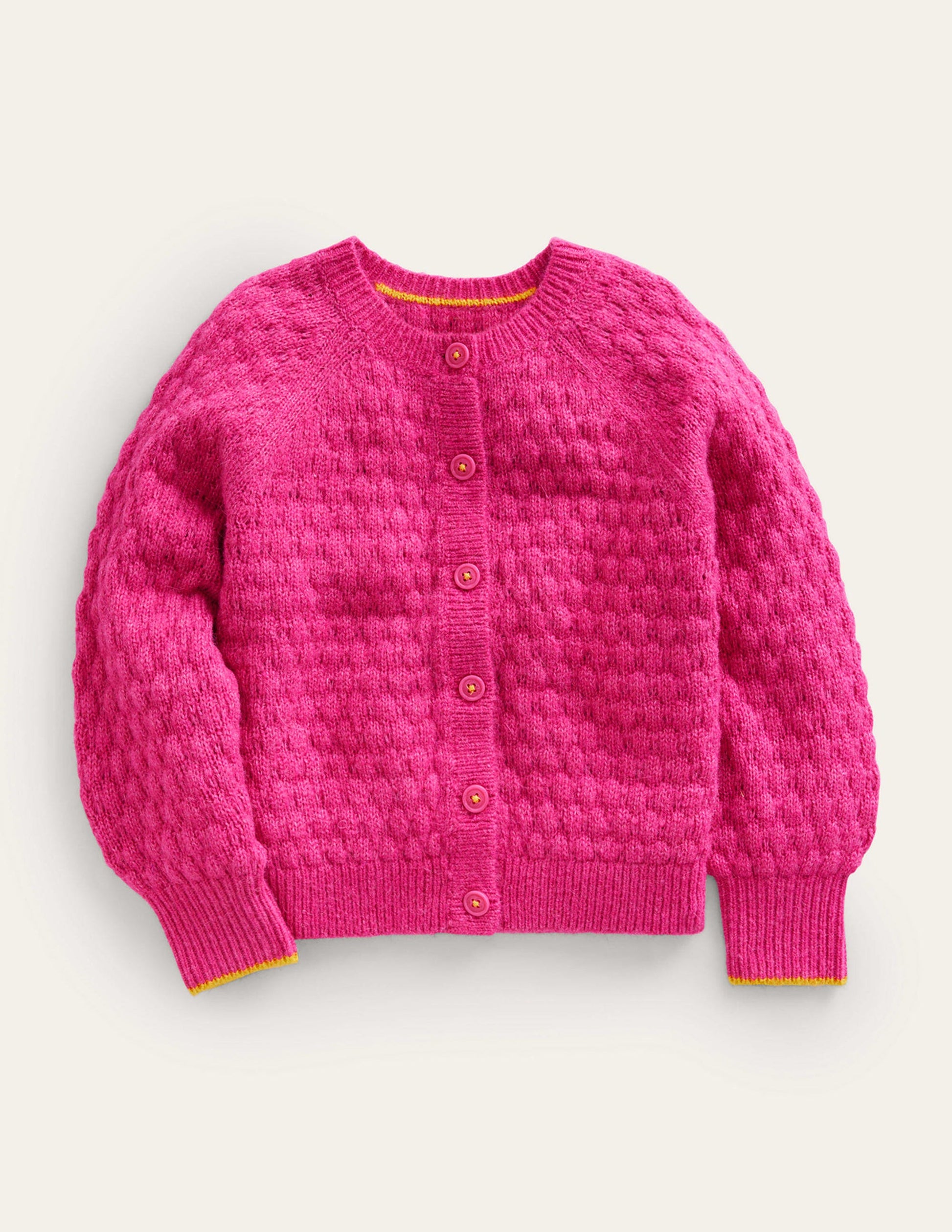 Bobble Stitch Cardigan-Mid Pink-1