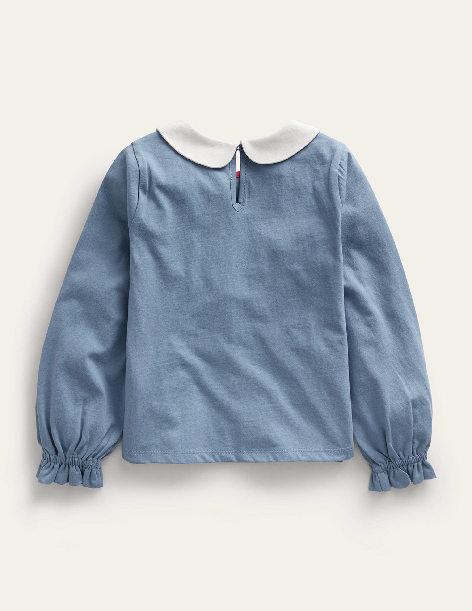 Collared Jersey Top-Pale Blue Flower - Image 2