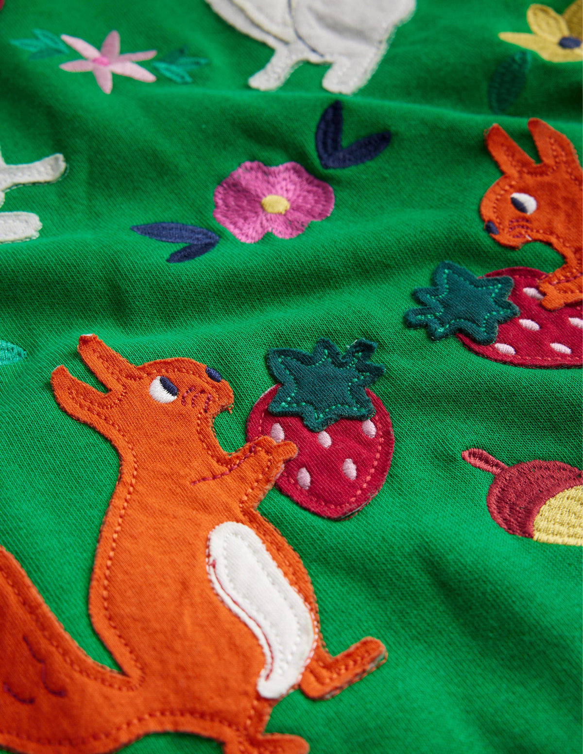 Cosy Appliqué Sweatshirt Dress-Deep Green Woodland - Image 3