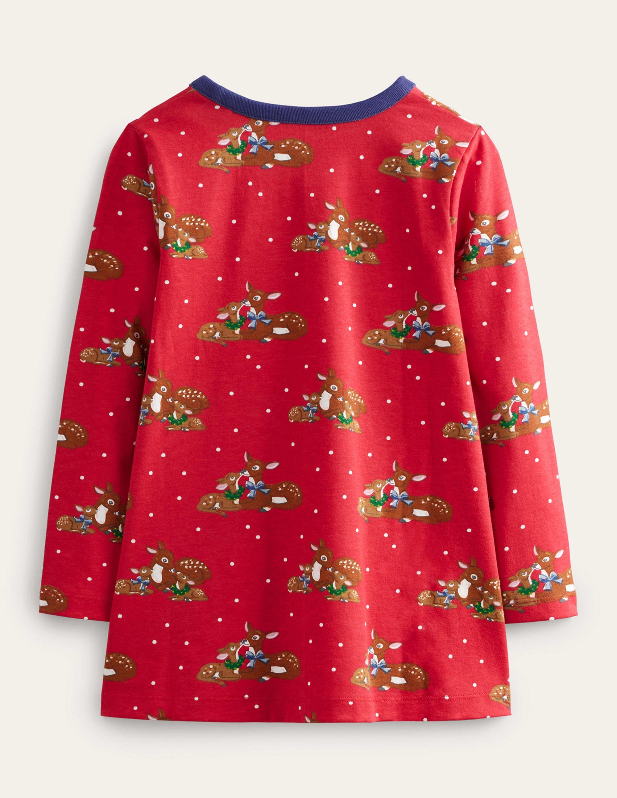 Printed Tunic-Rockabilly Red Festive Deer - Image 2