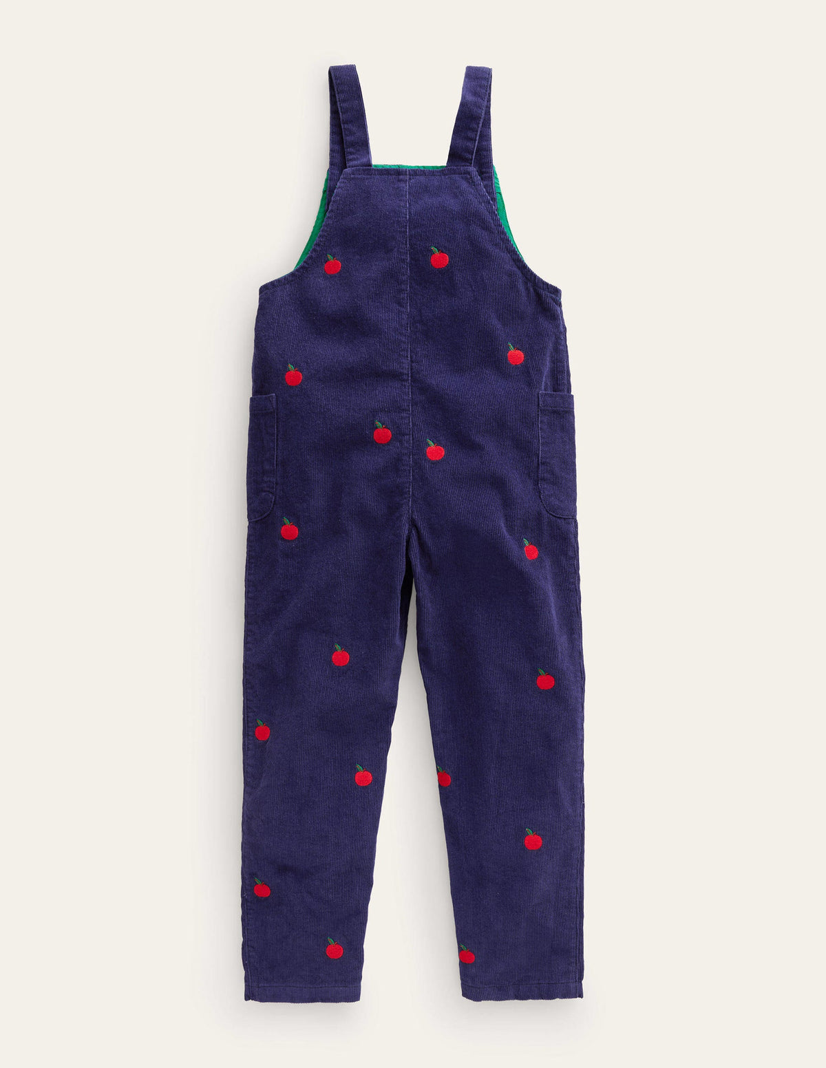 Relaxed Cord Dungarees-College Navy Apple Embroidery - Image 2