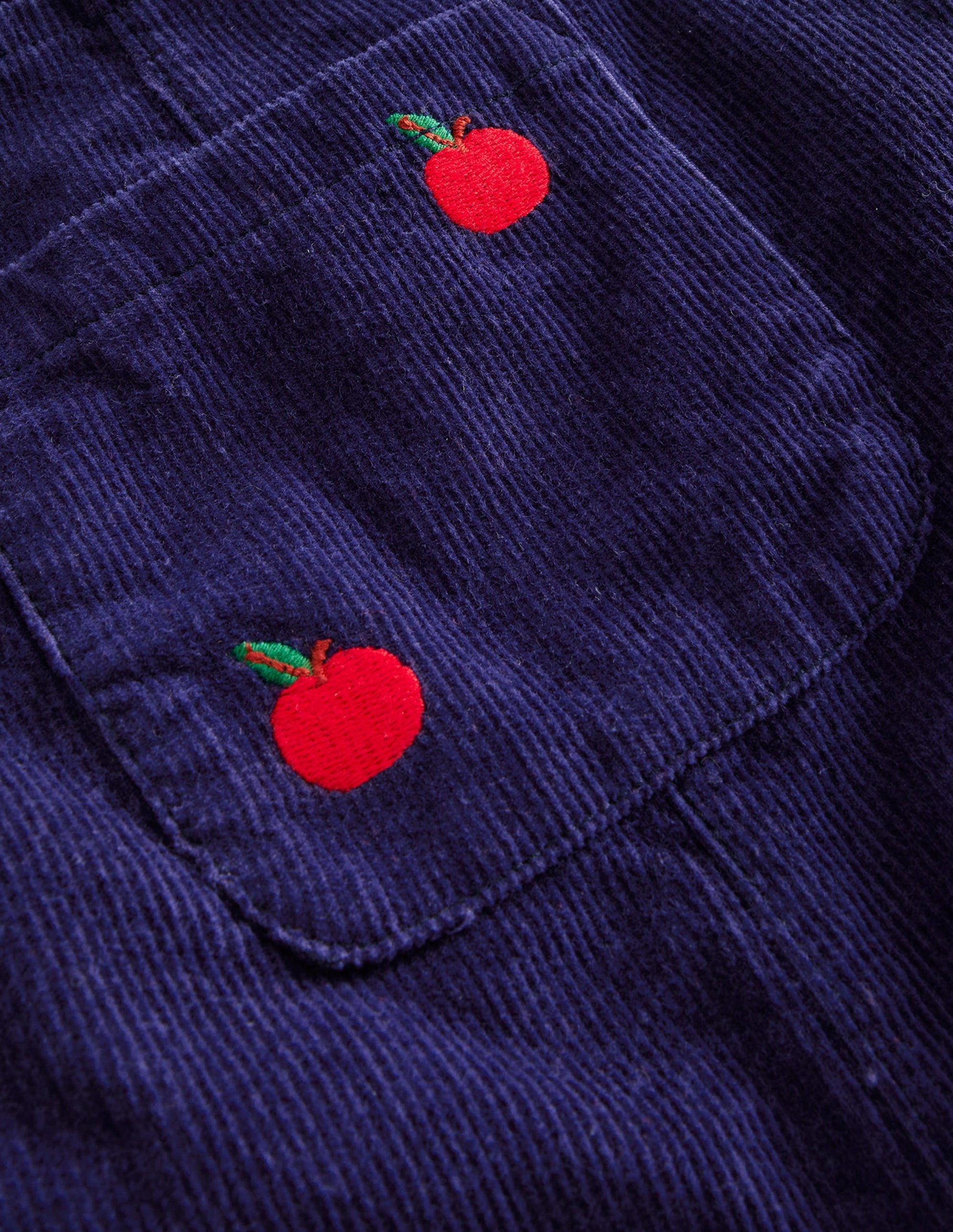 Relaxed Cord Dungarees-College Navy Apple Embroidery-3