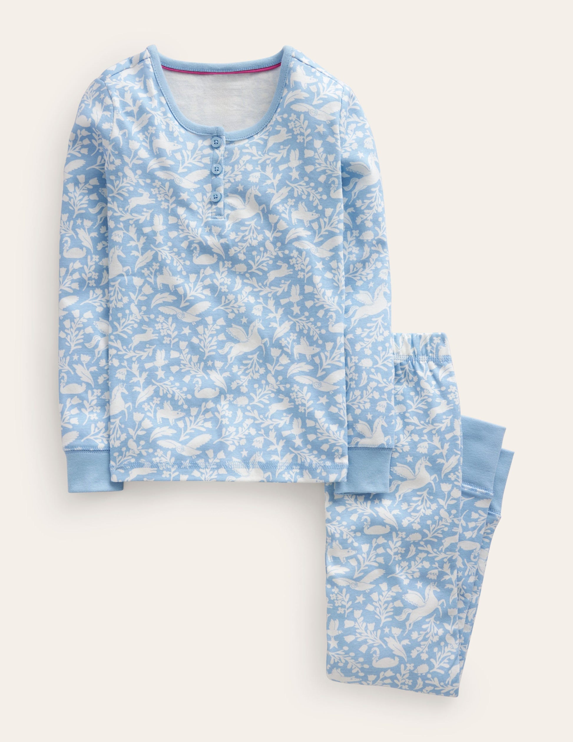 Snug Henley Pyjamas-Ice Blue Pets-1