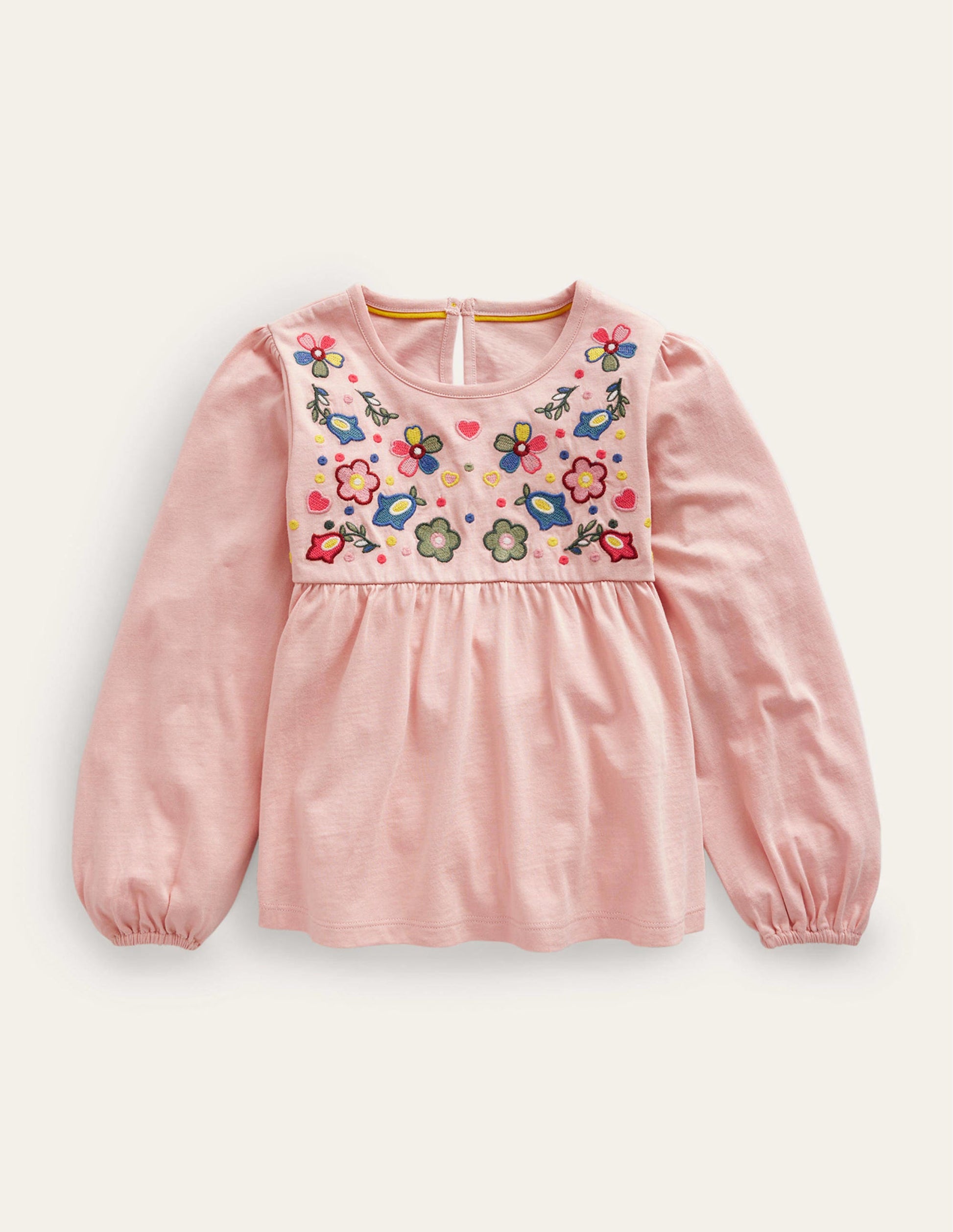 Embroidered Jersey Top-Provence Dusty Pink Floral-1