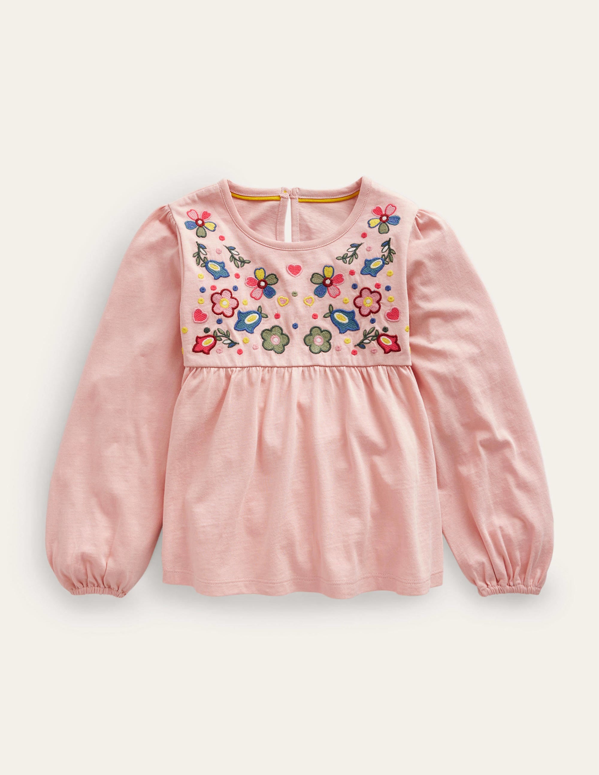 Embroidered Jersey Top-Provence Dusty Pink Floral - Image 1