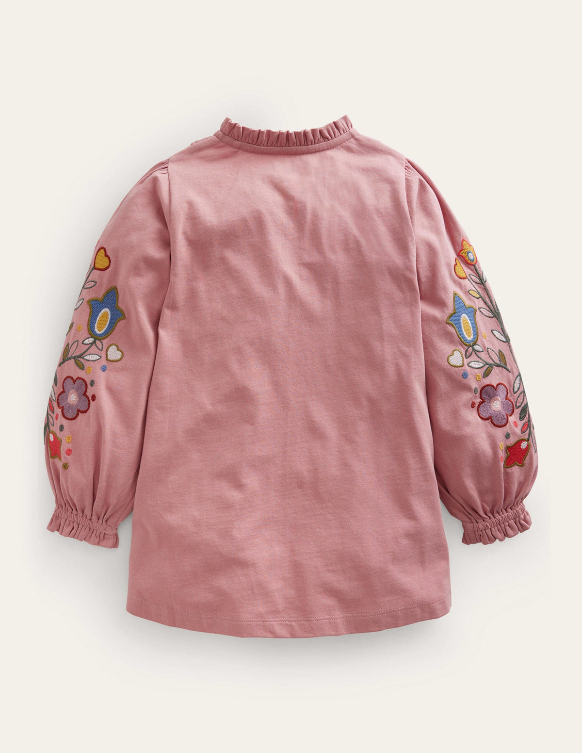Embroidered Sleeve Tunic-Almond Pink Floral-2