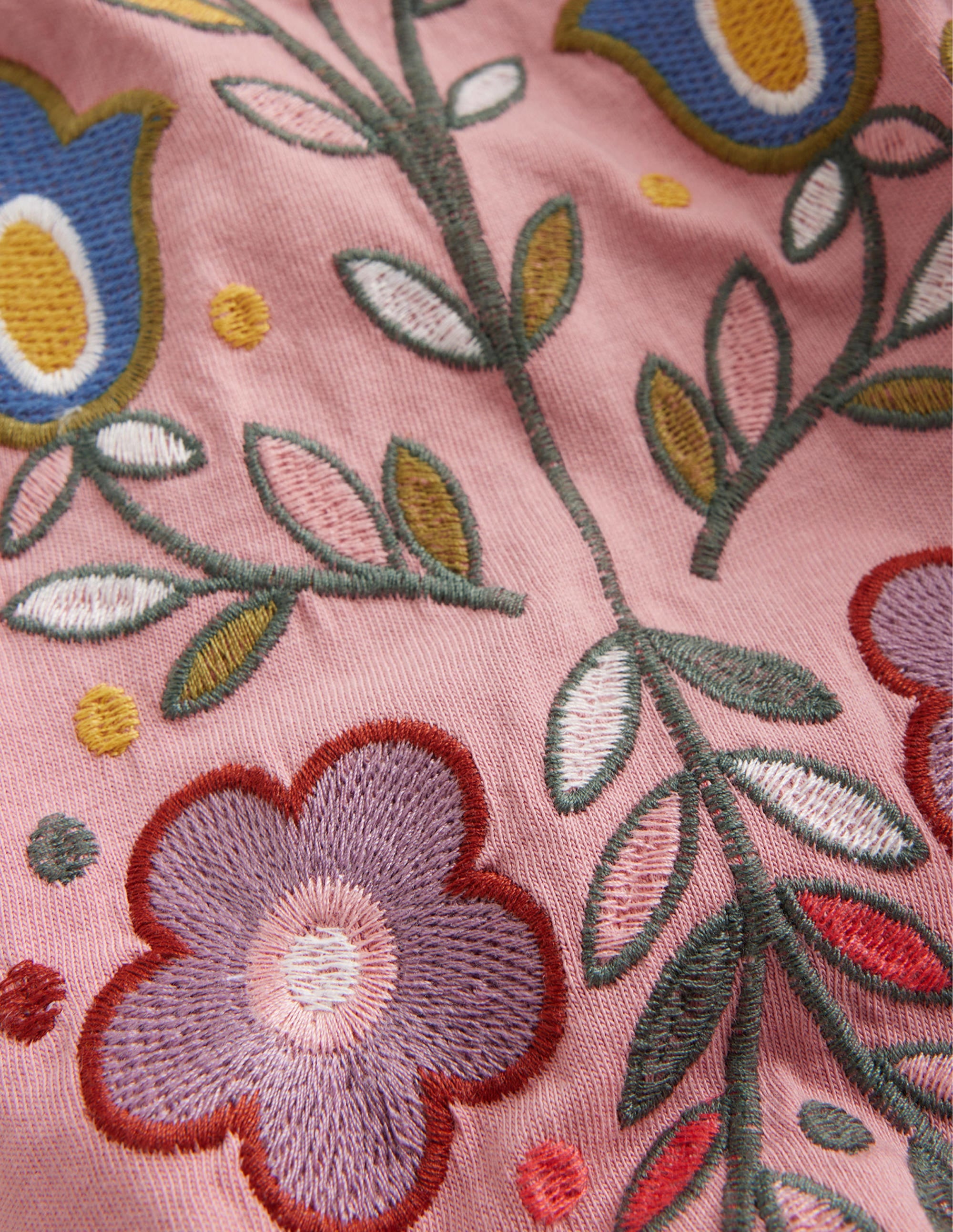 Embroidered Sleeve Tunic-Almond Pink Floral - Image 3