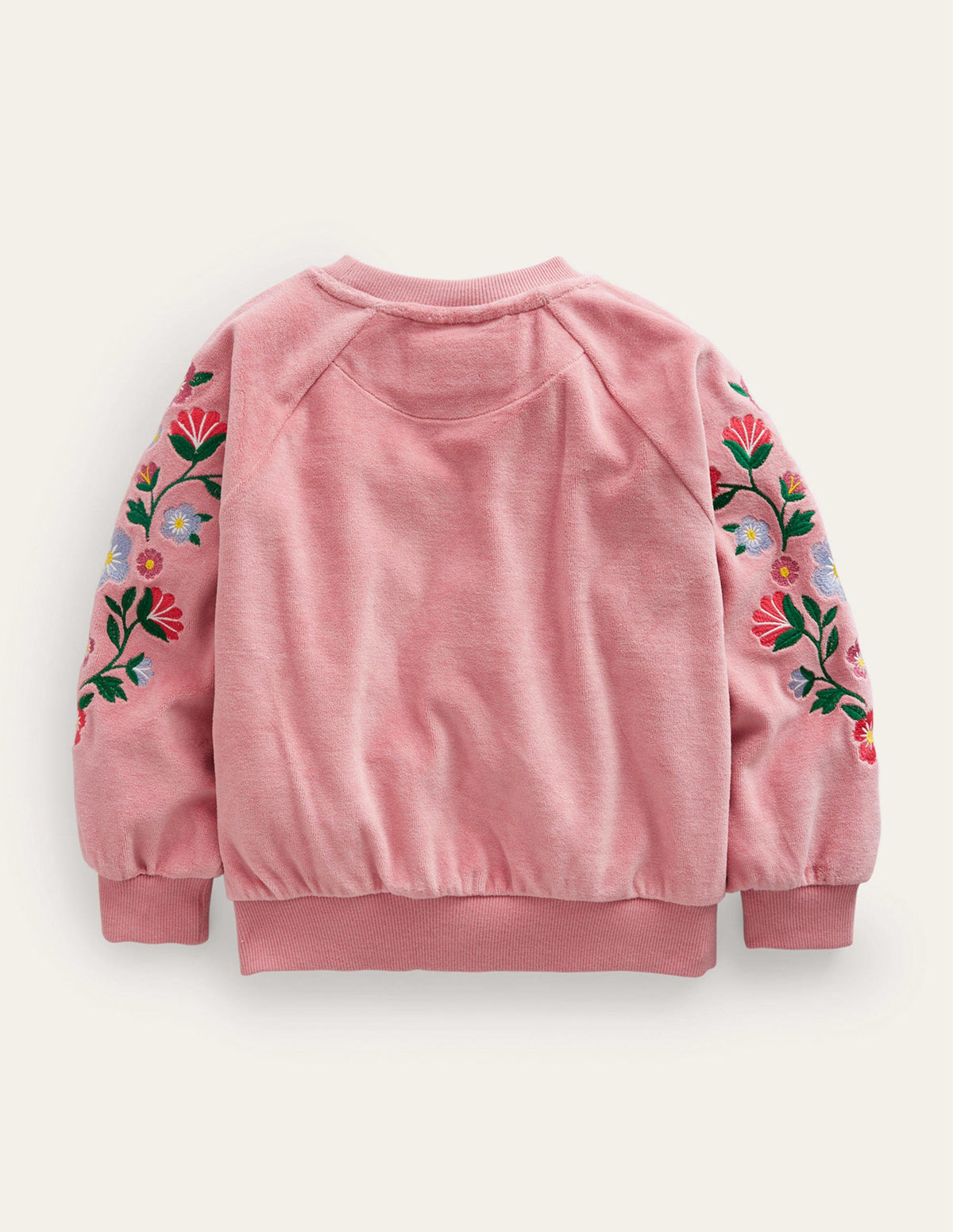 Embroidered Velour Sweat-Almond Pink Floral-2