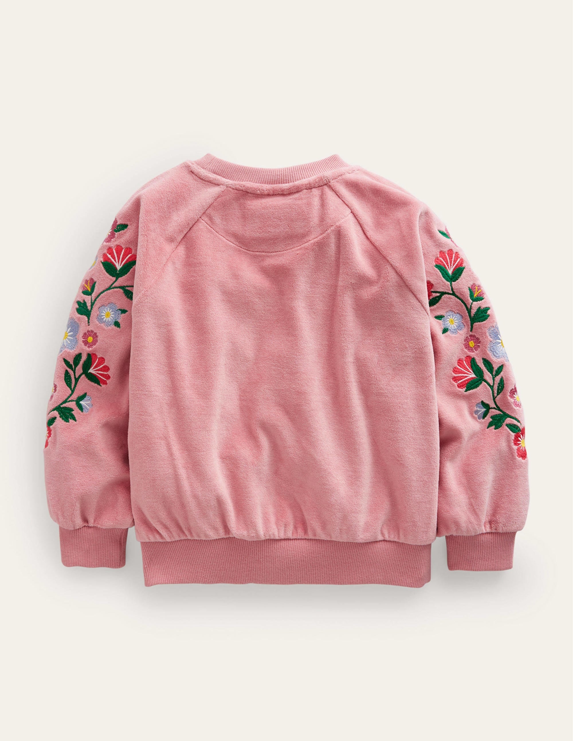 Embroidered Velour Sweat-Almond Pink Floral - Image 2