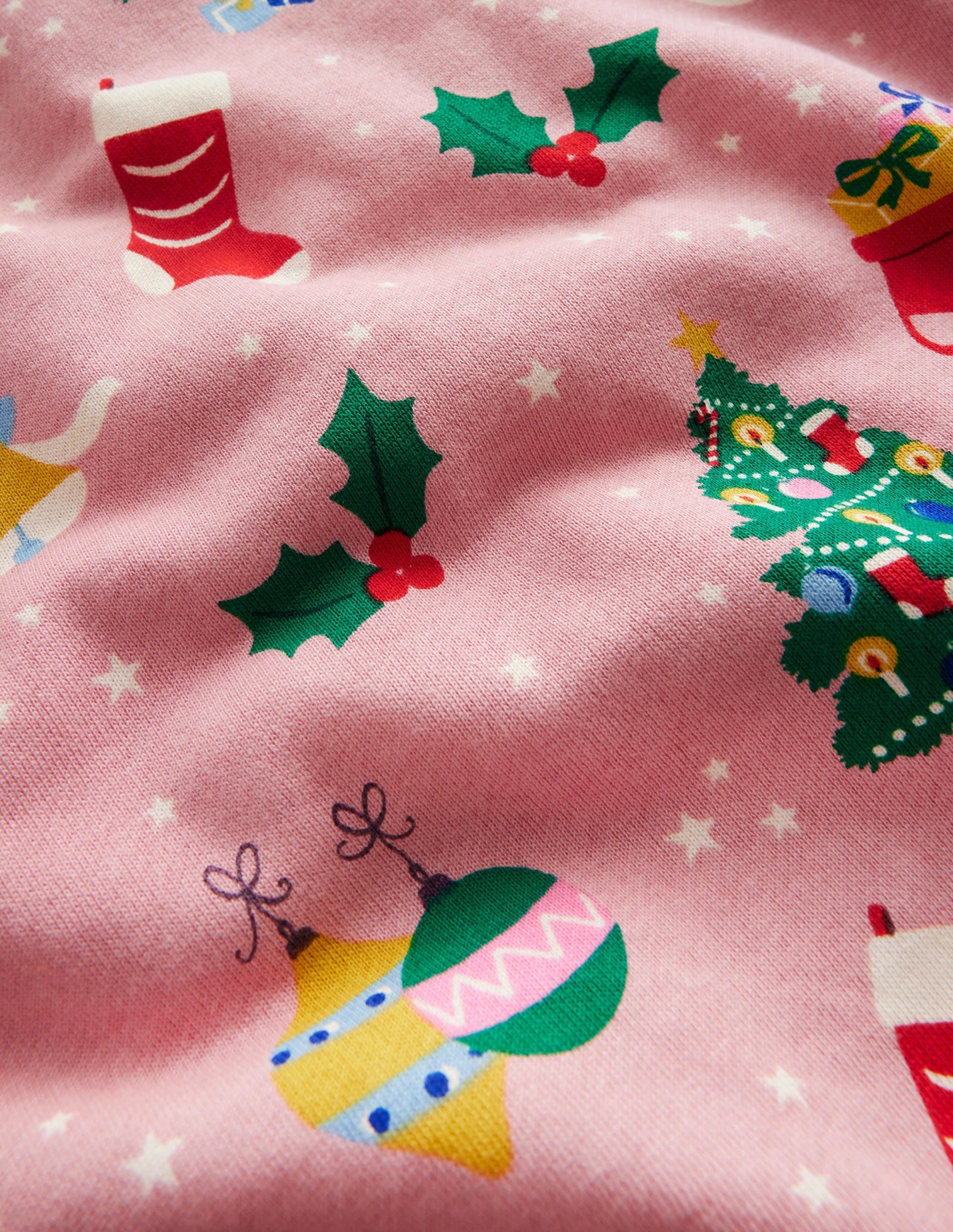 Relaxed Printed Sweatshirt-Almond Pink Festive - Image 3