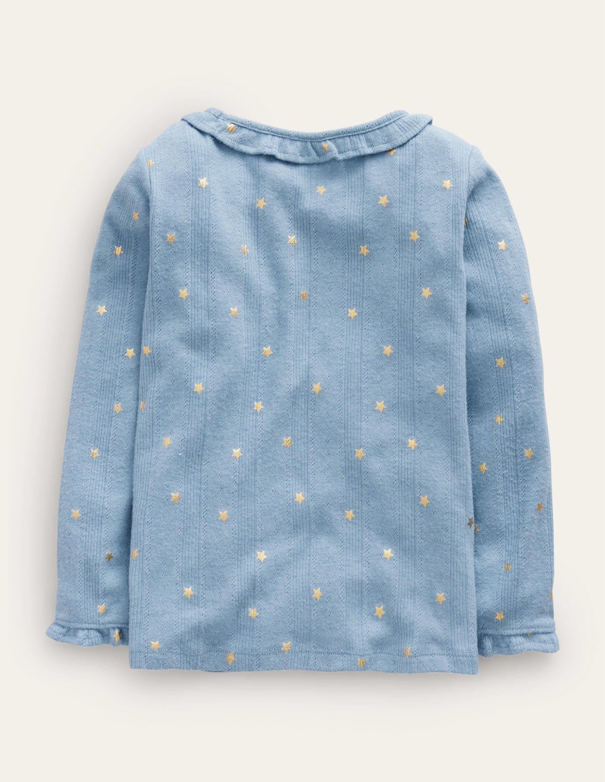 Ruffle Sparkle Pointelle-Pebble Blue Gold Star - Image 2