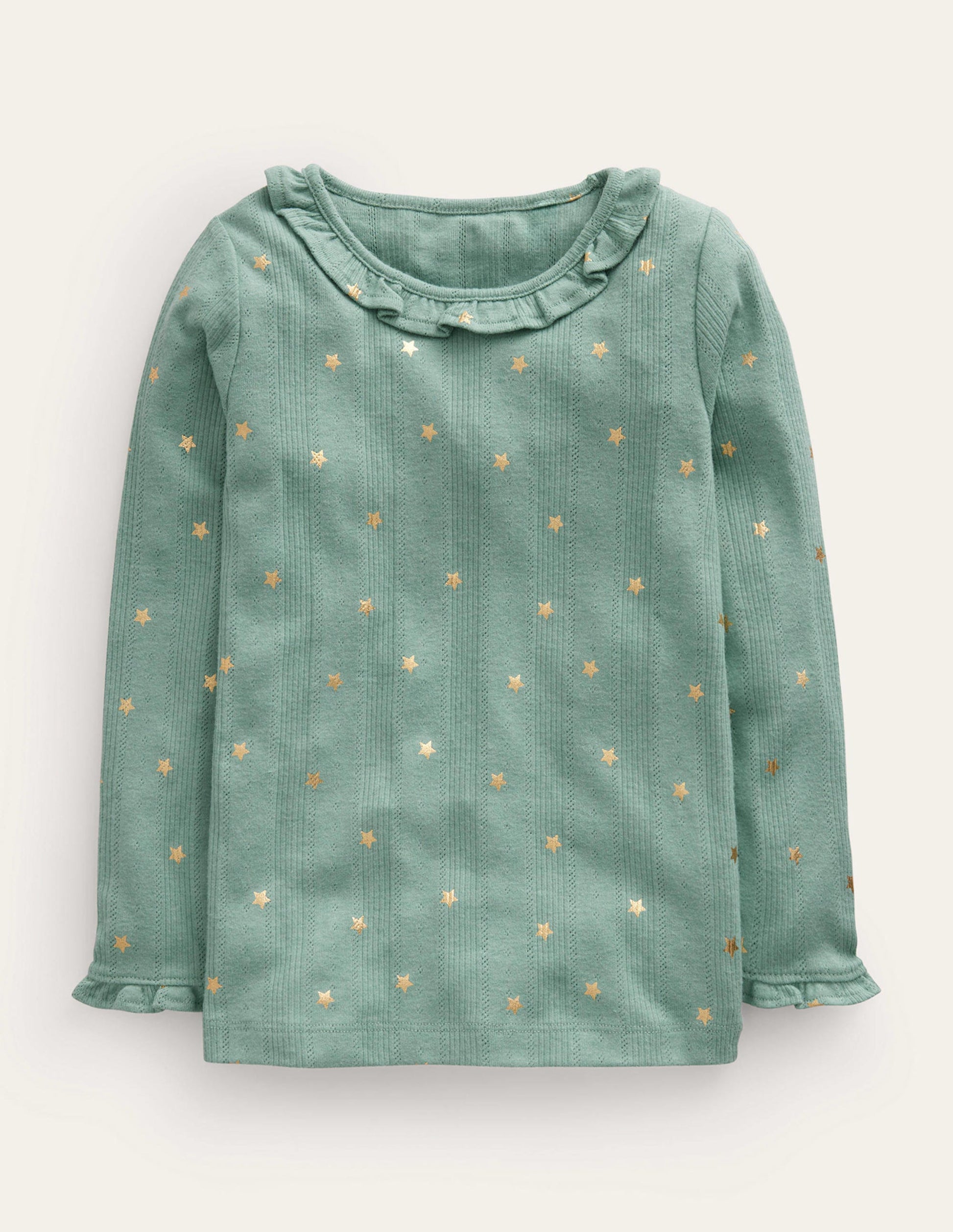 Ruffle Sparkle Pointelle-Green Smoke Confetti Star-1