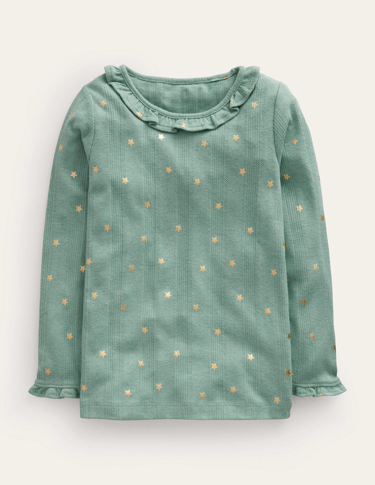 Ruffle Sparkle Pointelle-Green Smoke Confetti Star - Image 1