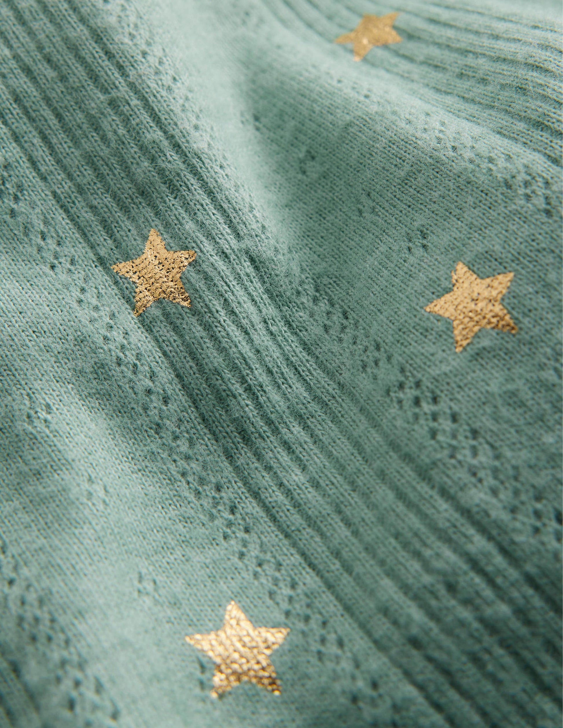 Ruffle Sparkle Pointelle-Green Smoke Confetti Star-3