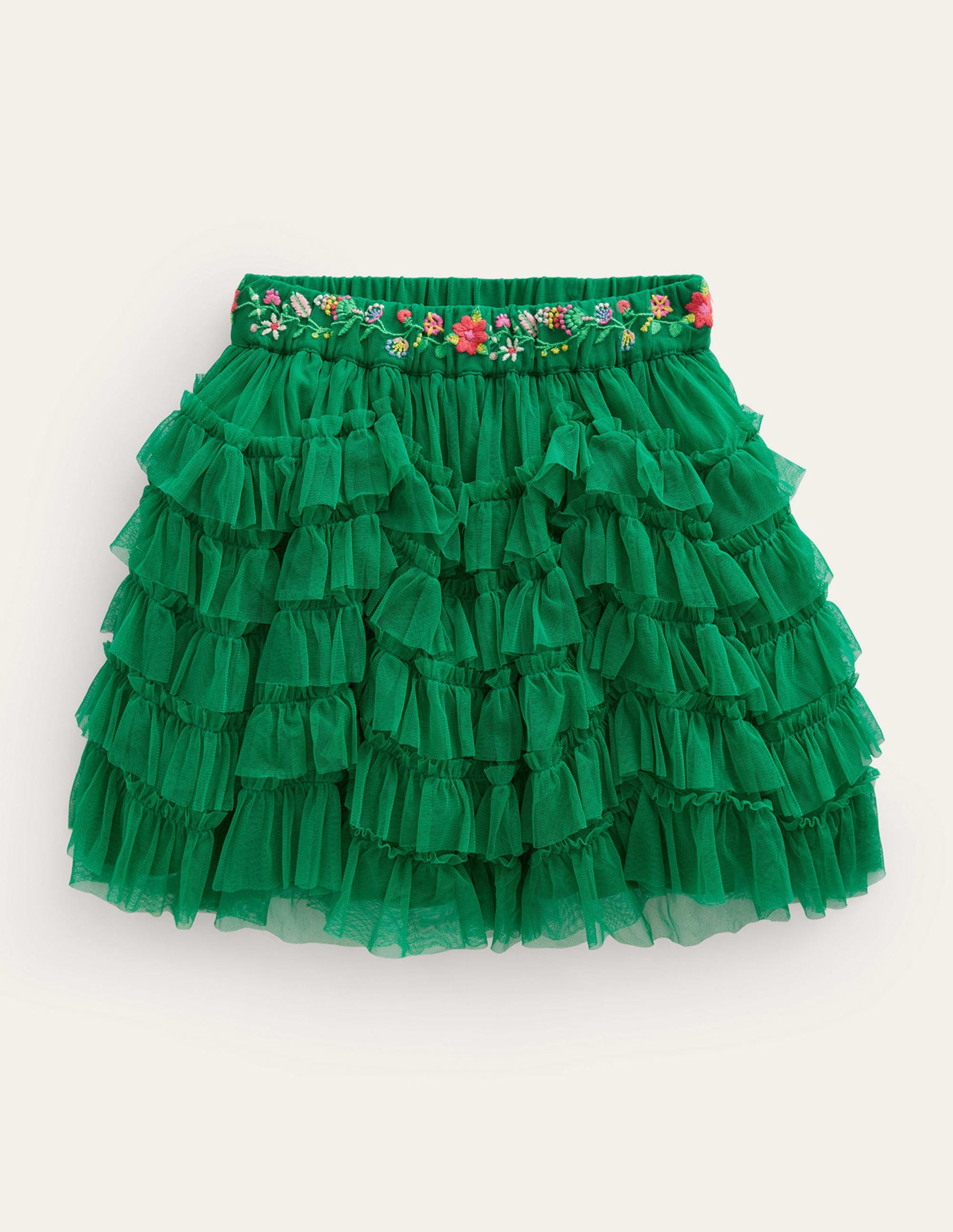 Ruffle Tulle Skirt-Veridian Green-1