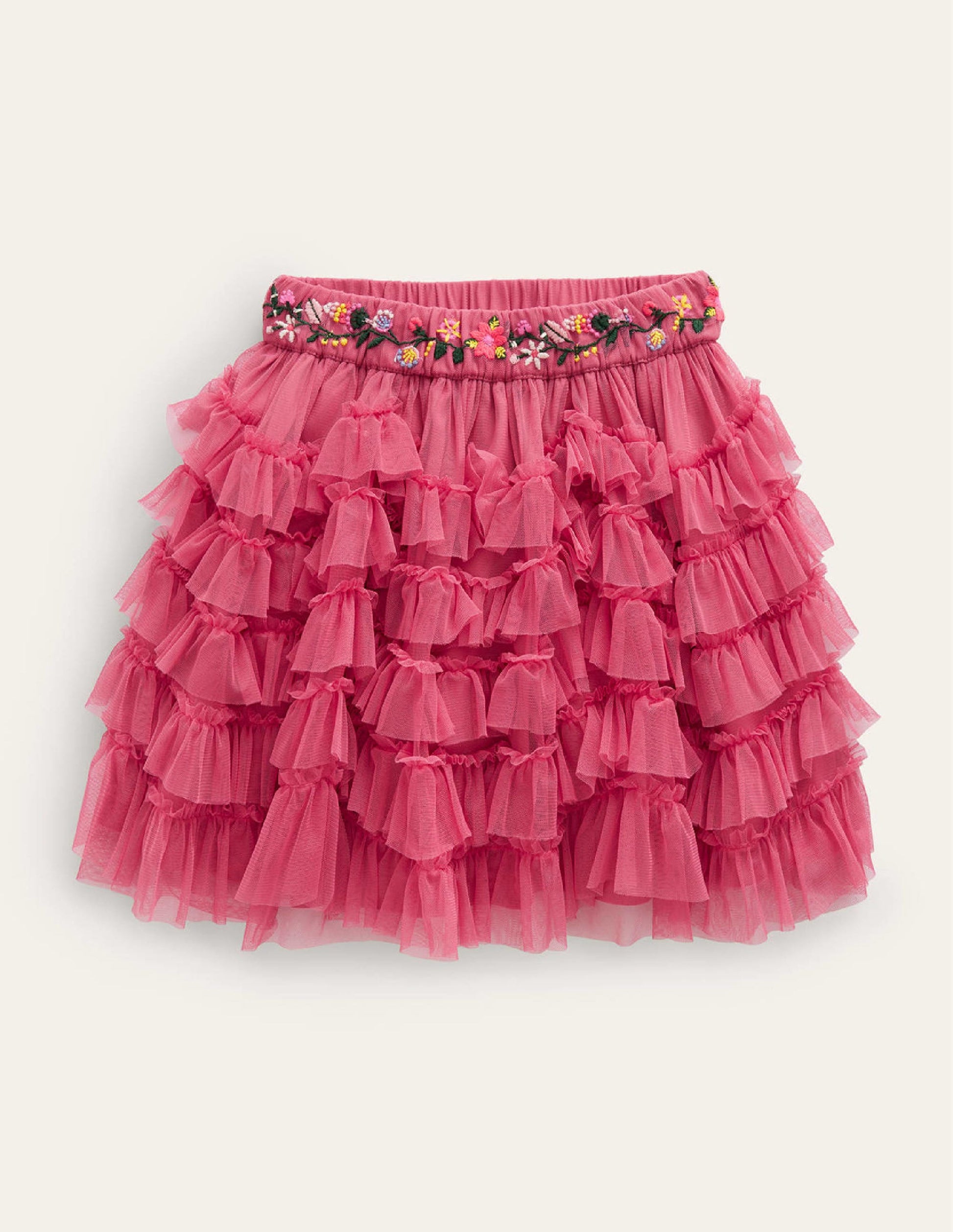 Ruffle Tulle Skirt-Rose Pink-1