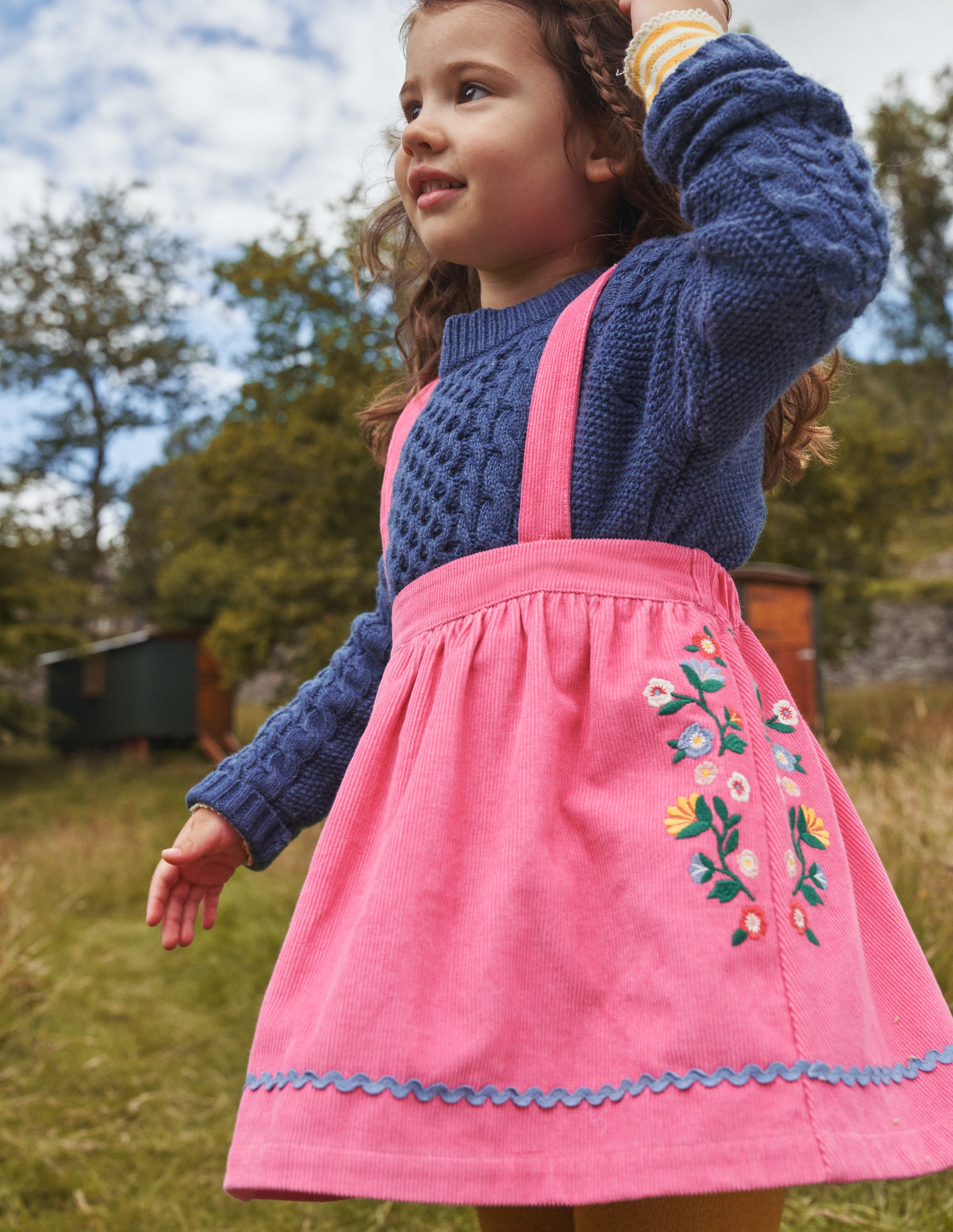 Heritage Embroidered Skirt-Knockout Pink Embroidery - Image 4